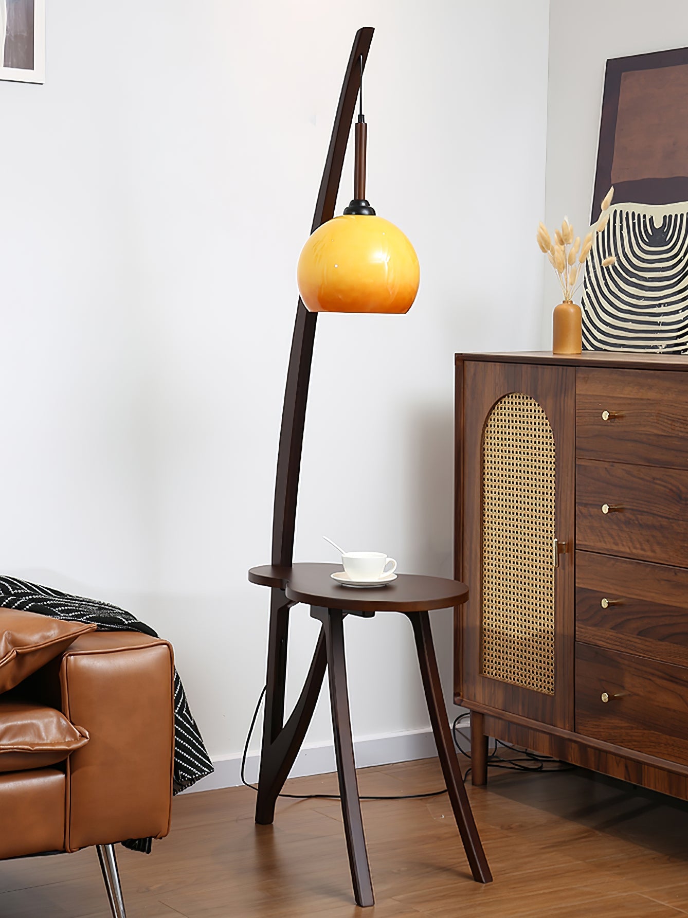 Arc Wood Hanging Floor Lamp - Blowlighting