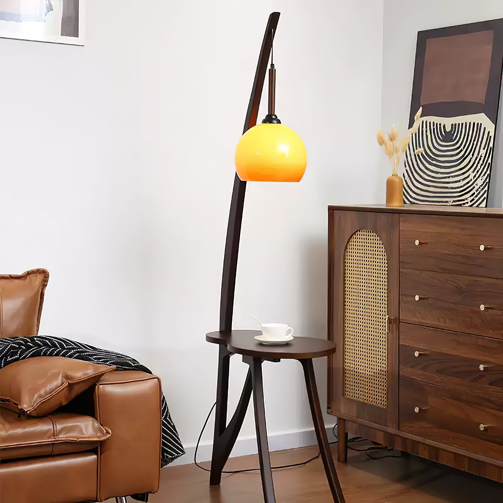 Arc Wood Hanging Floor Lamp - Blowlighting