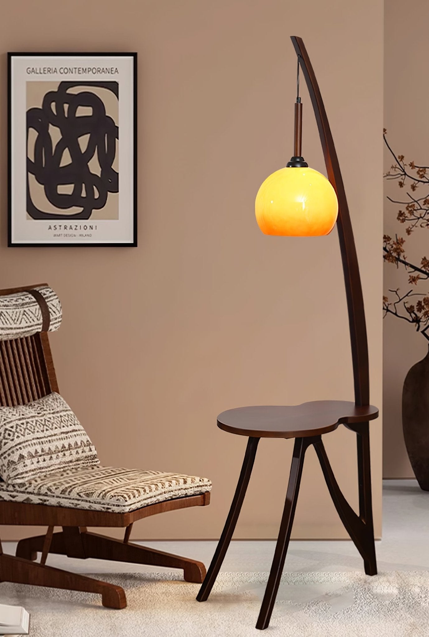 Arc Wood Hanging Floor Lamp - Blowlighting