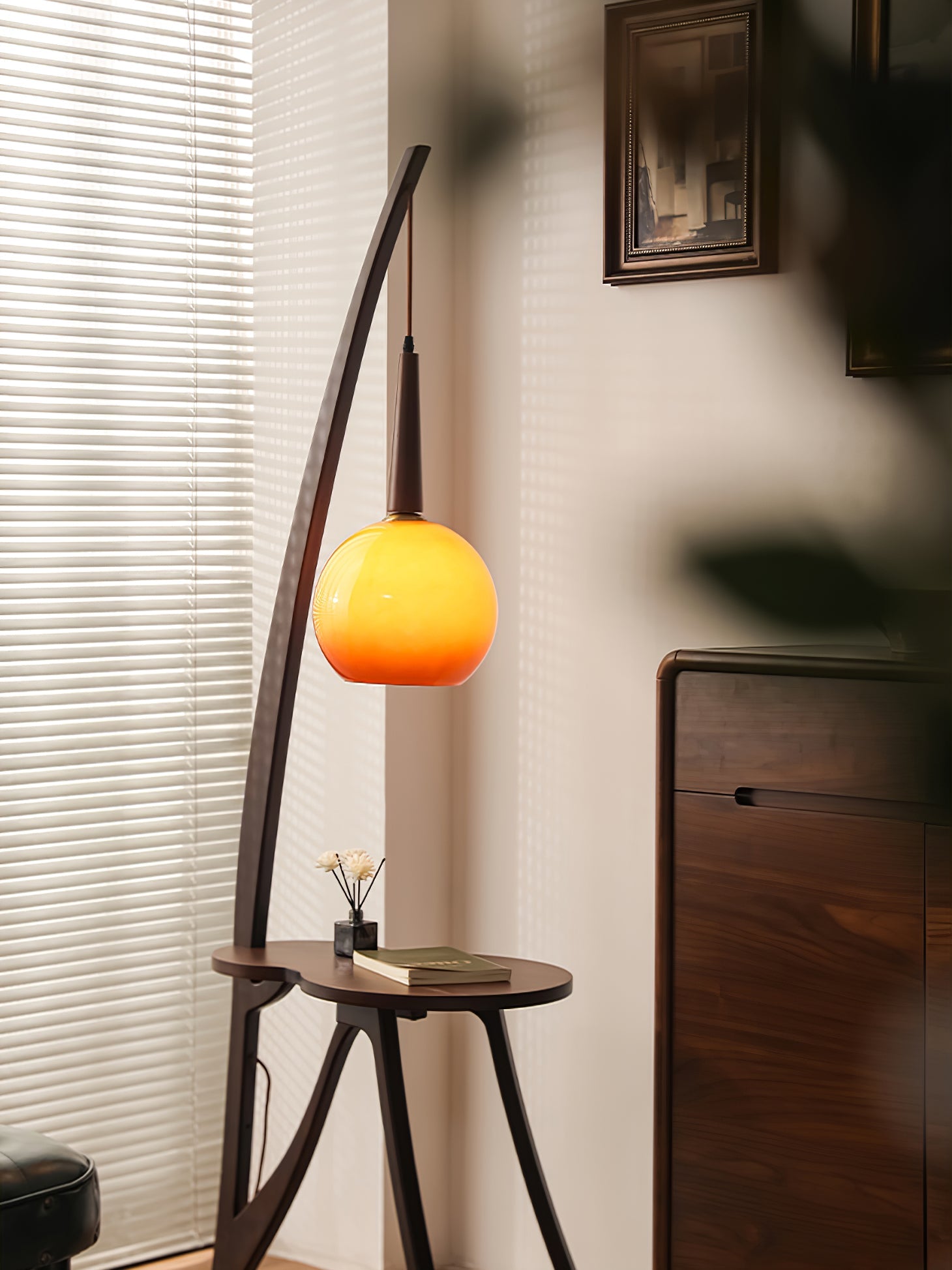 Arc Wood Hanging Floor Lamp - Blowlighting