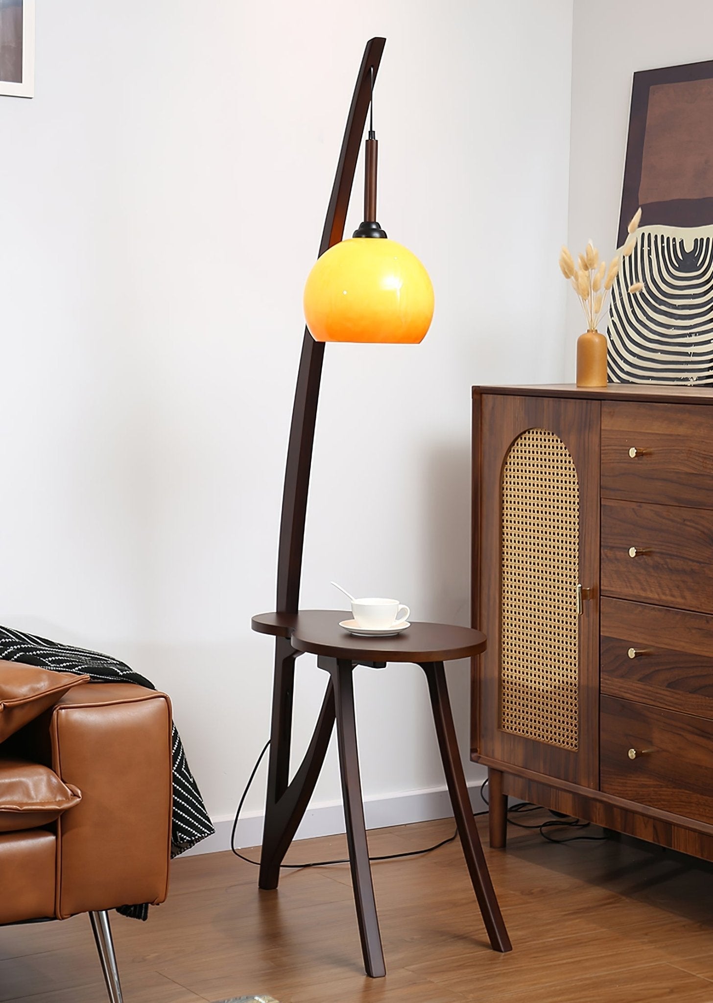 Arc Wood Hanging Floor Lamp - Blowlighting