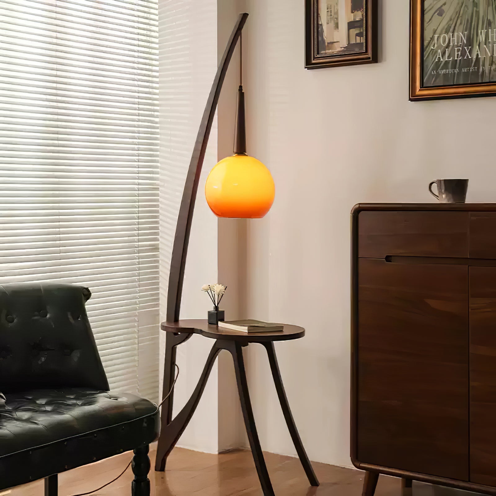 Arc Wood Hanging Floor Lamp - Blowlighting