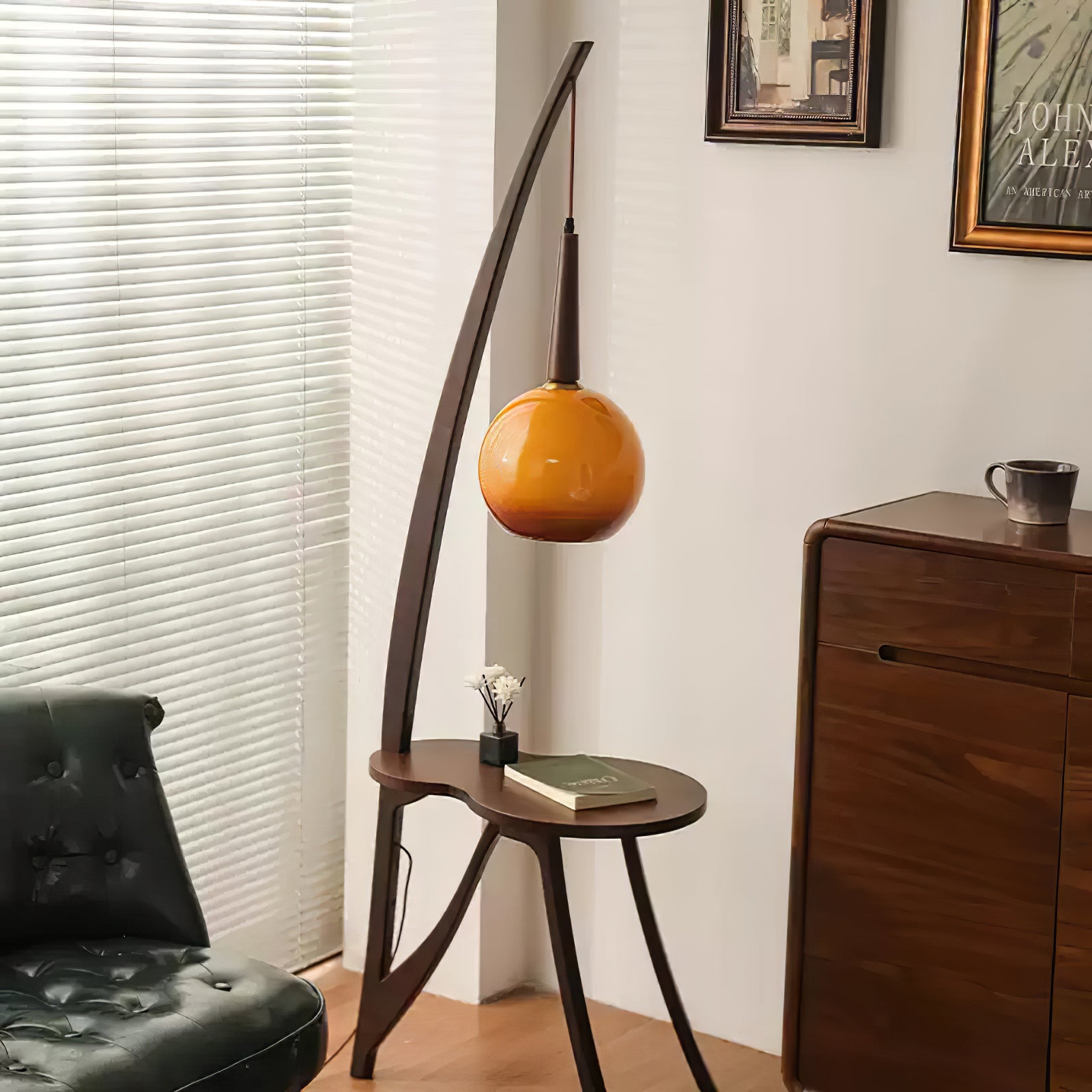 Arc Wood Hanging Floor Lamp - Blowlighting