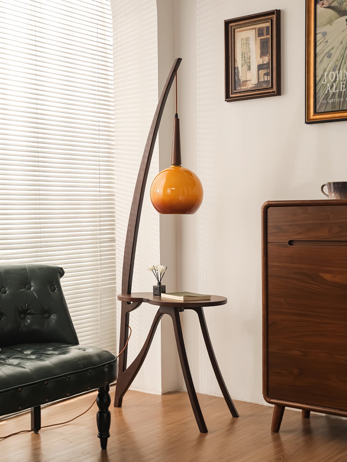 Arc Wood Hanging Floor Lamp - Blowlighting