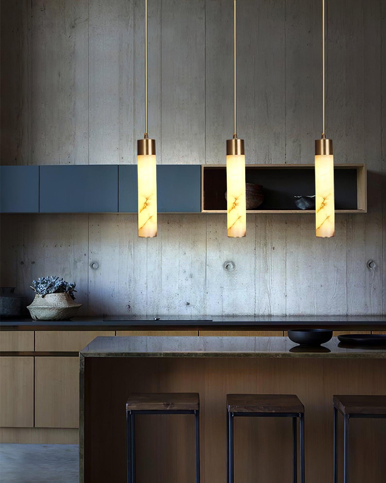 Ulzorila Cylinder Alabaster Pendant Light - Blowlighting