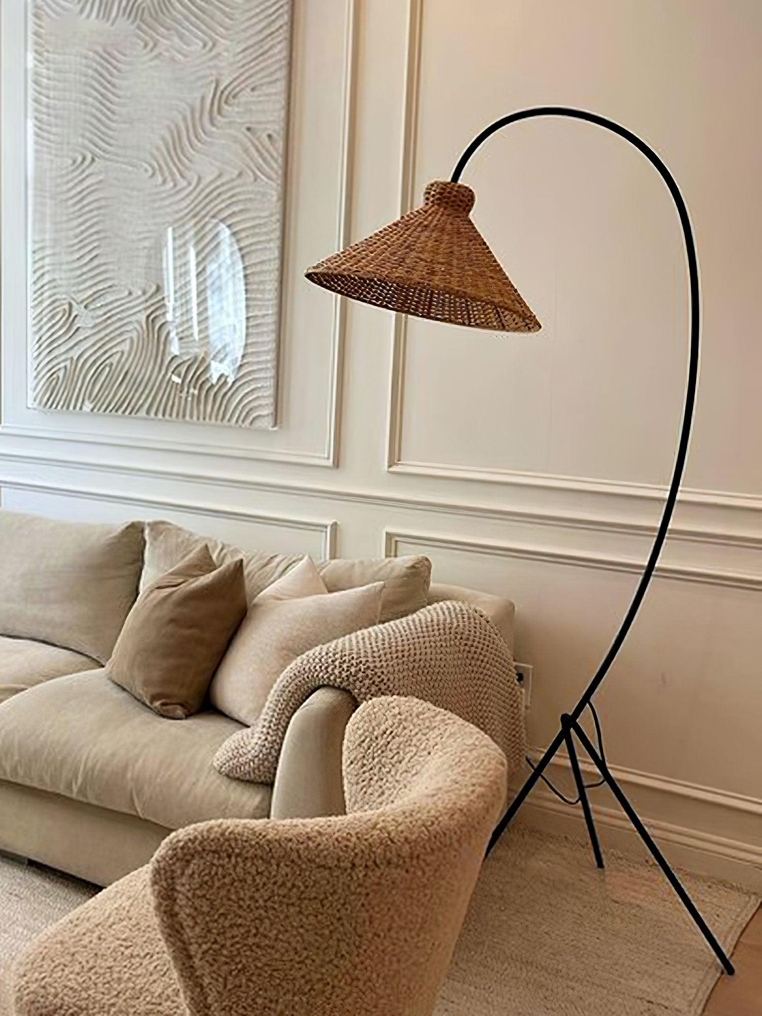 Sombrero Rattan Arc Floor Lamp - Blowlighting