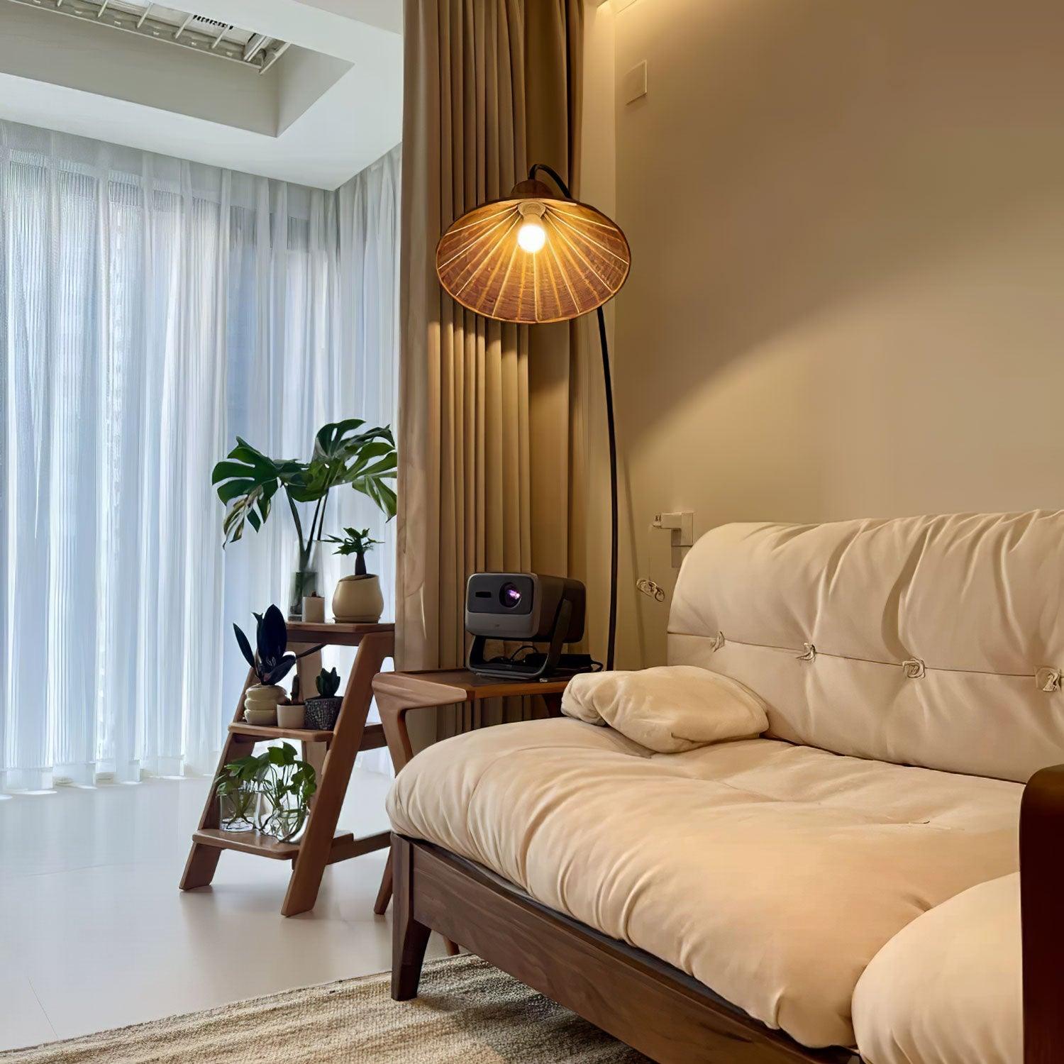 Sombrero Rattan Arc Floor Lamp - Blowlighting