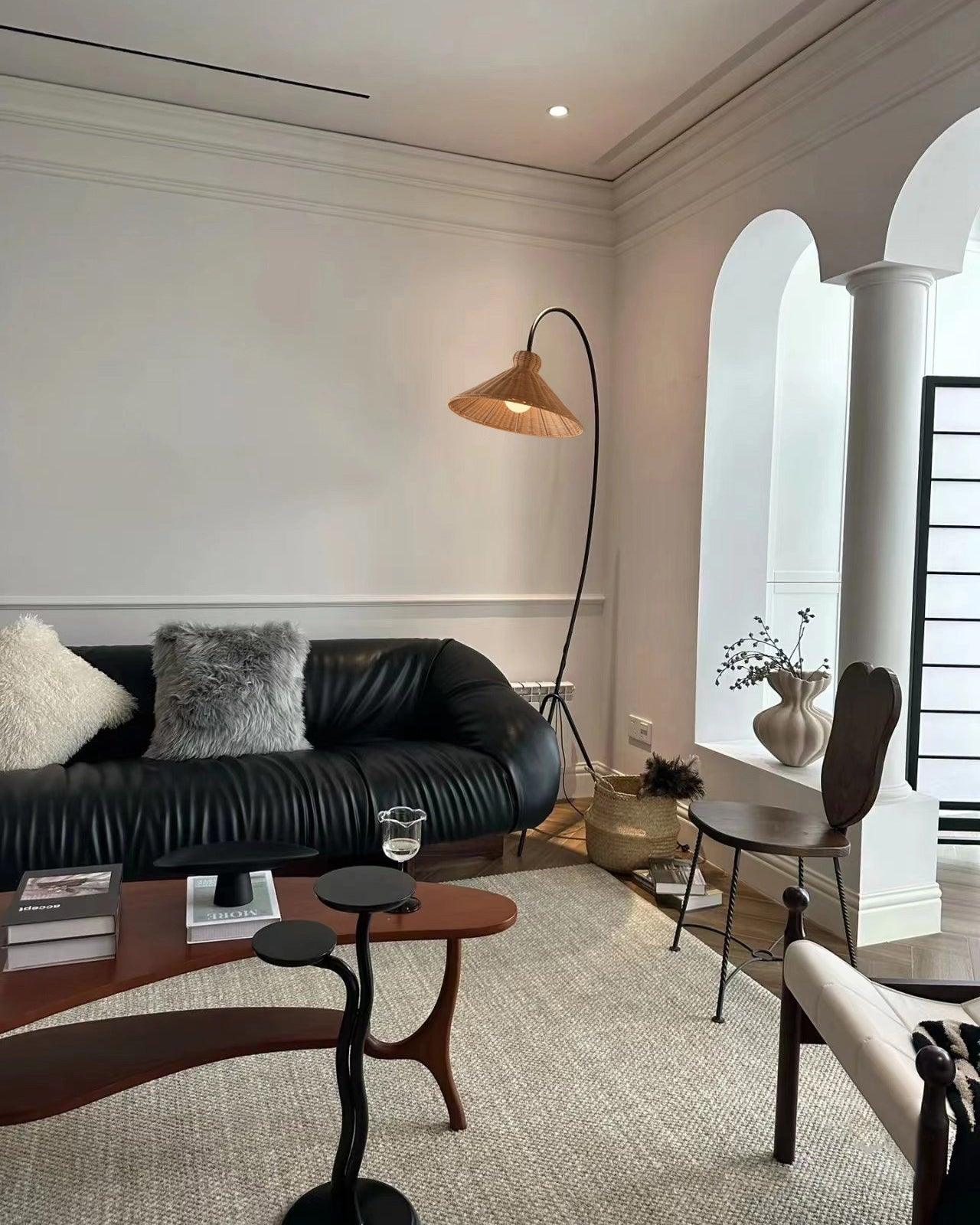 Sombrero Rattan Arc Floor Lamp - Blowlighting