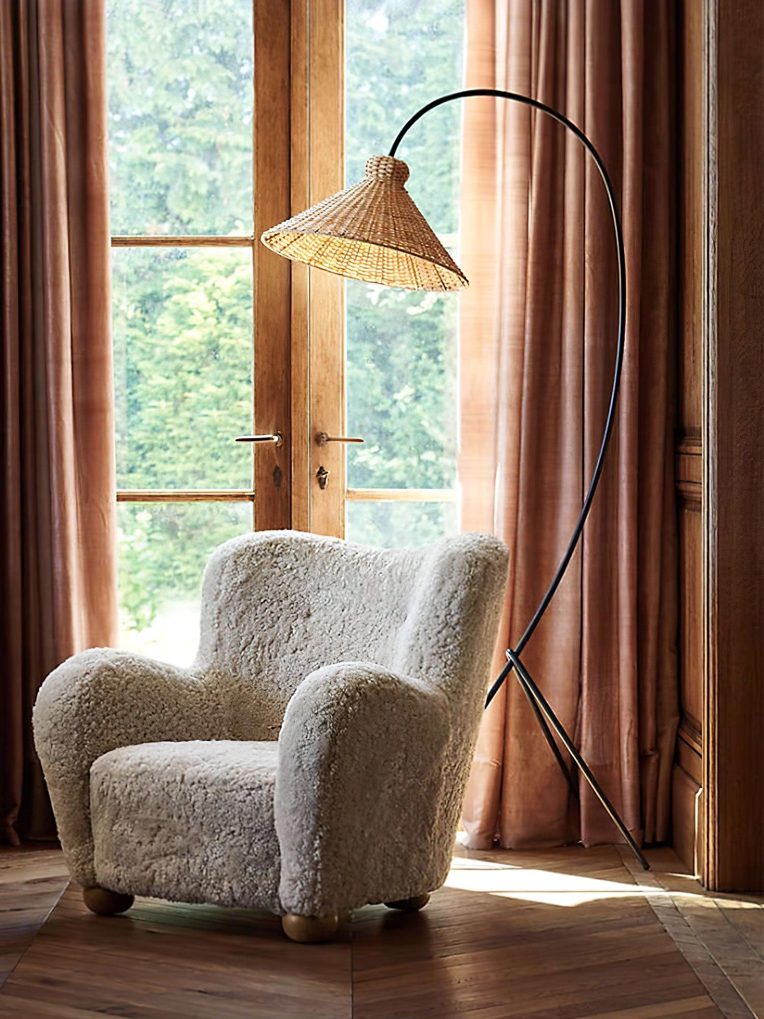 Sombrero Rattan Arc Floor Lamp - Blowlighting