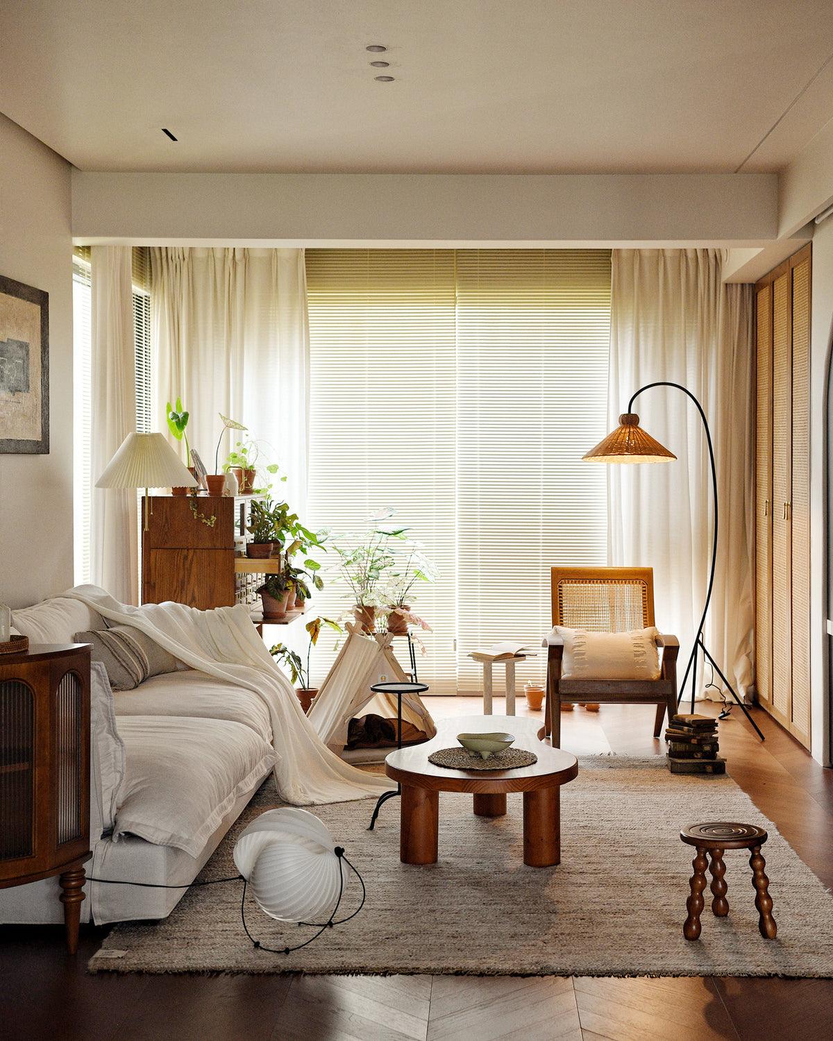 Sombrero Rattan Arc Floor Lamp - Blowlighting