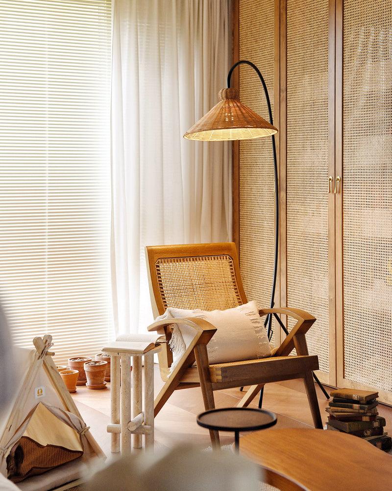 Sombrero Rattan Arc Floor Lamp - Blowlighting