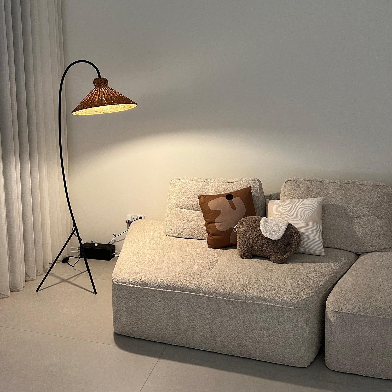 Sombrero Rattan Arc Floor Lamp - Blowlighting