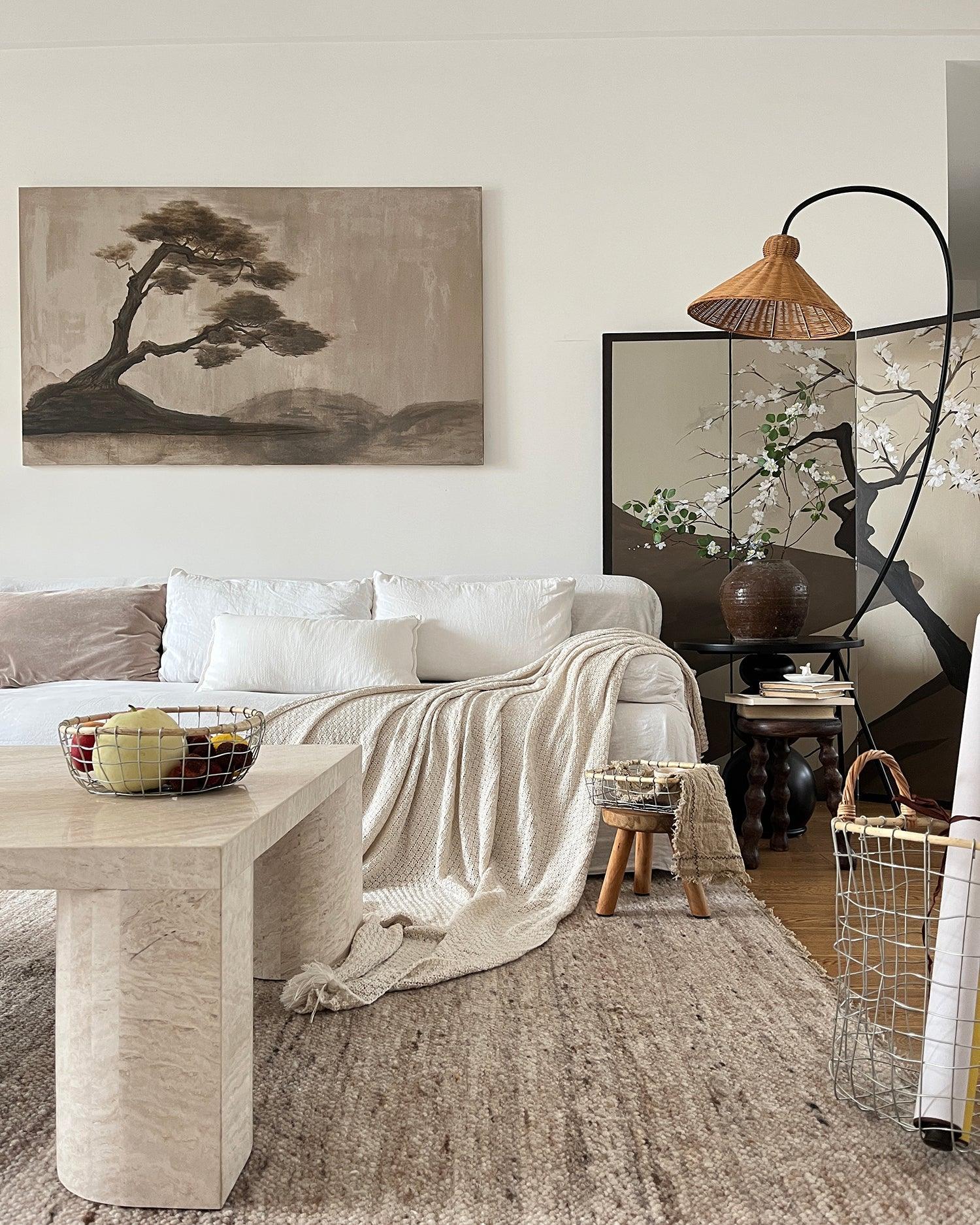 Sombrero Rattan Arc Floor Lamp - Blowlighting