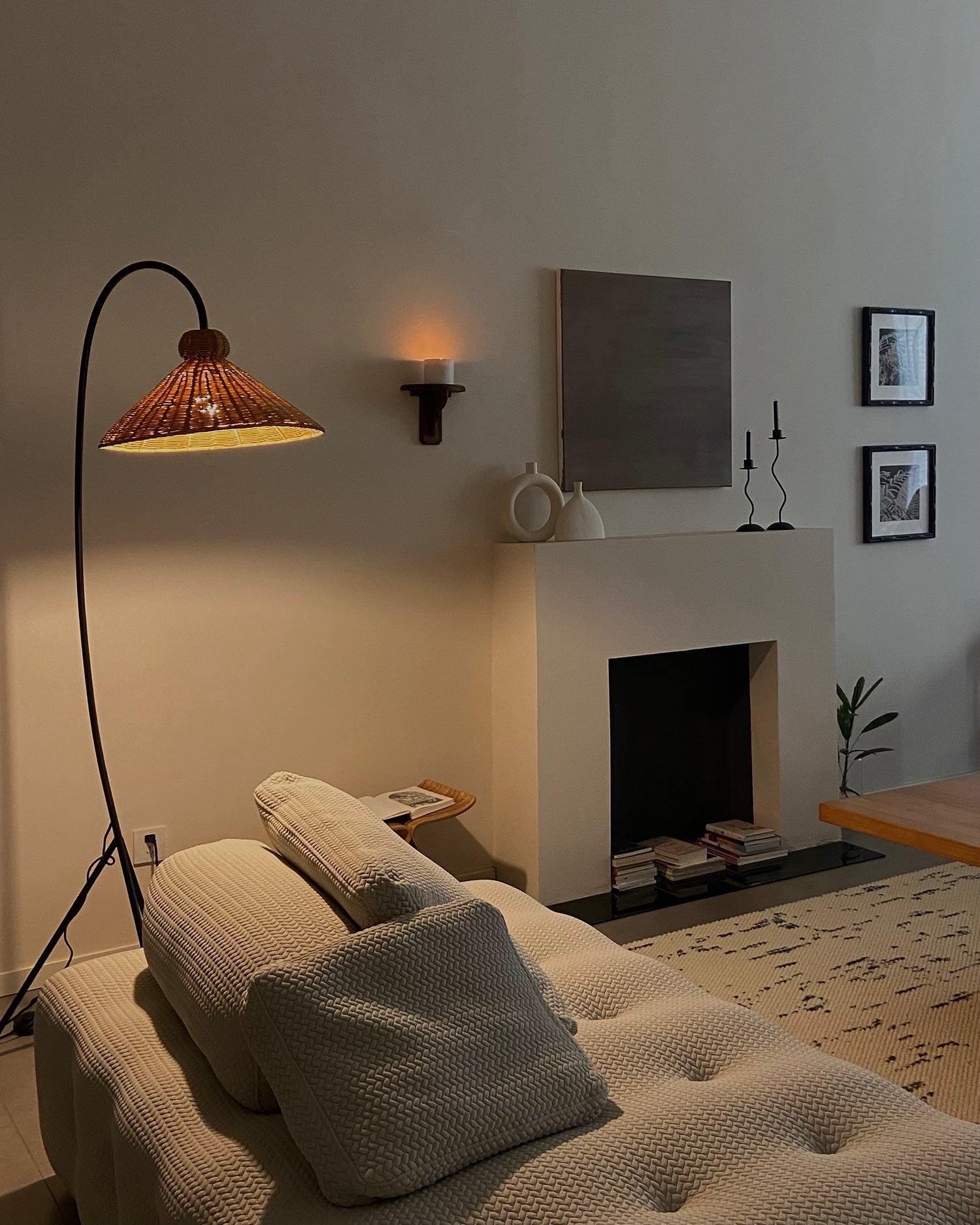 Sombrero Rattan Arc Floor Lamp - Blowlighting