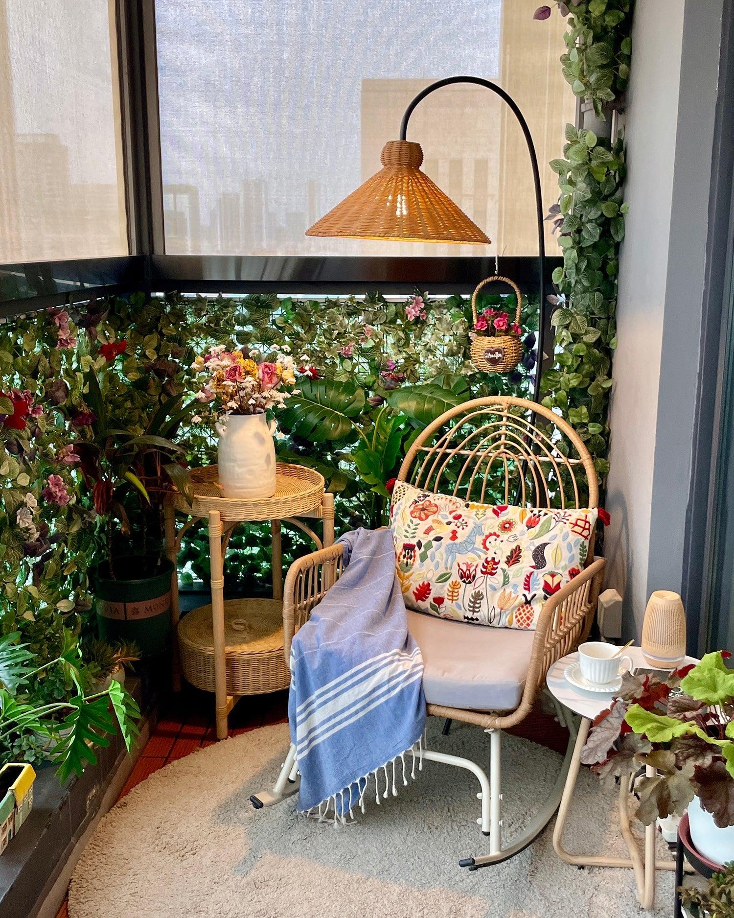 Sombrero Rattan Arc Floor Lamp - Blowlighting