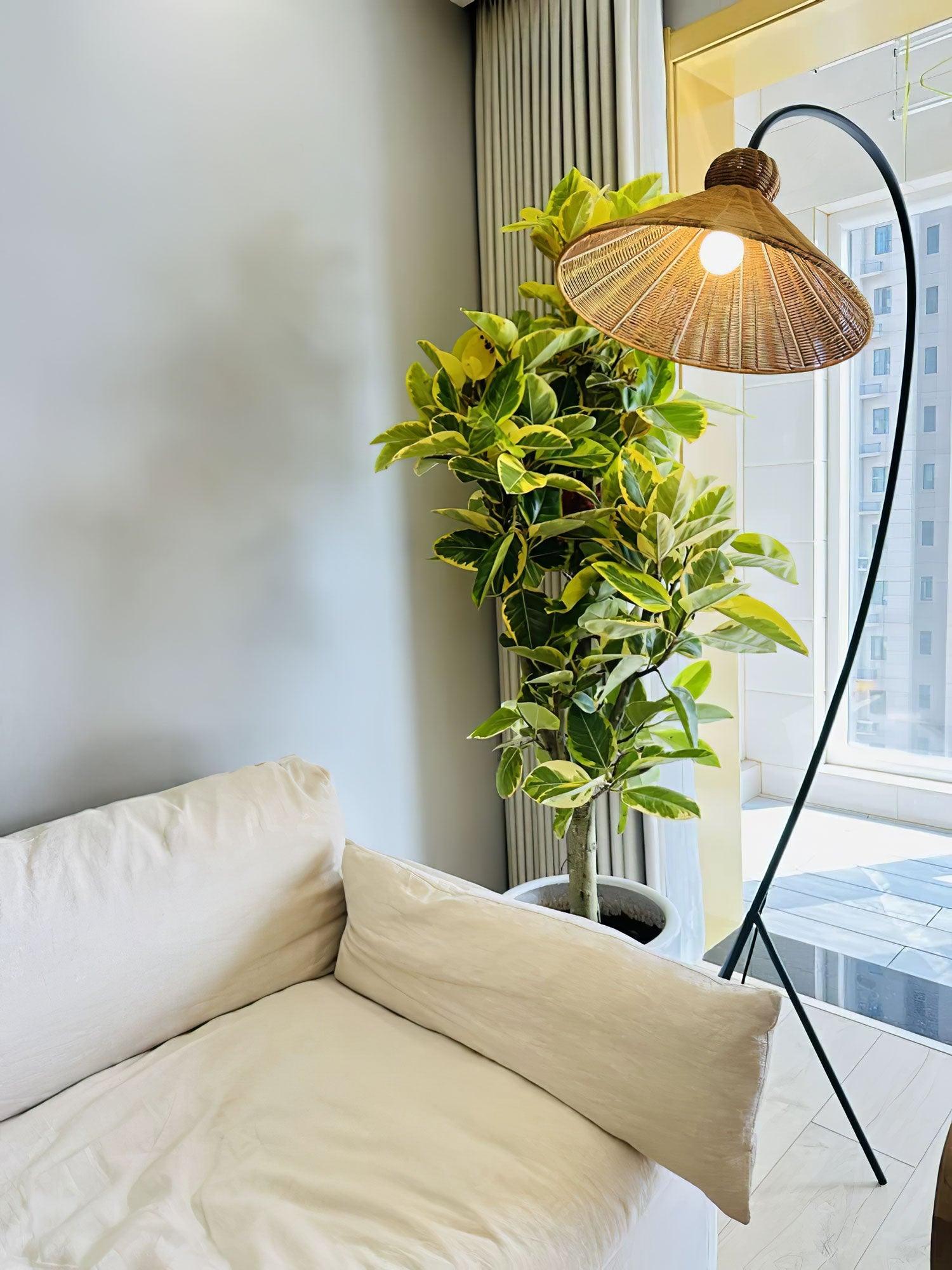 Sombrero Rattan Arc Floor Lamp - Blowlighting