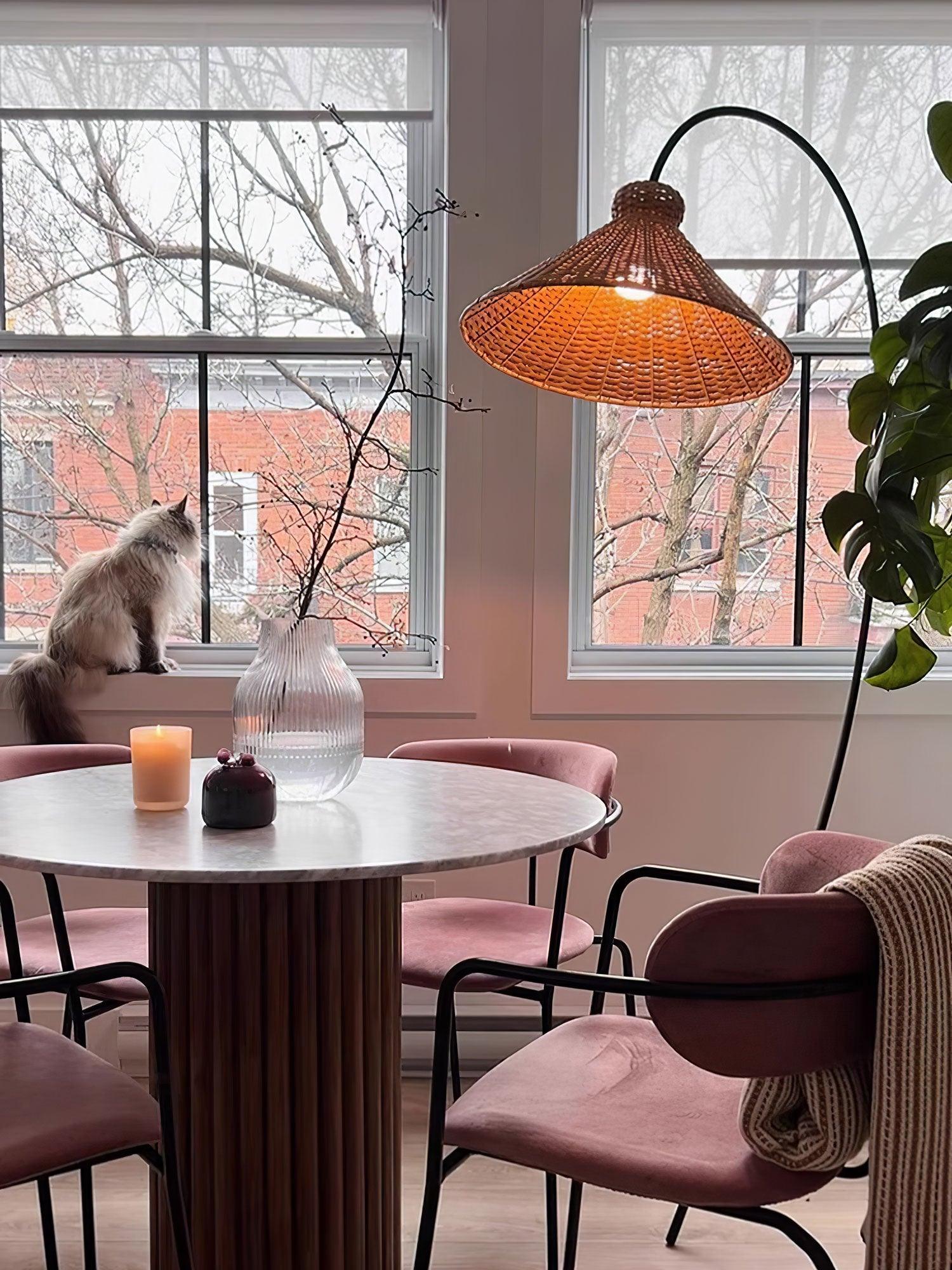 Sombrero Rattan Arc Floor Lamp - Blowlighting