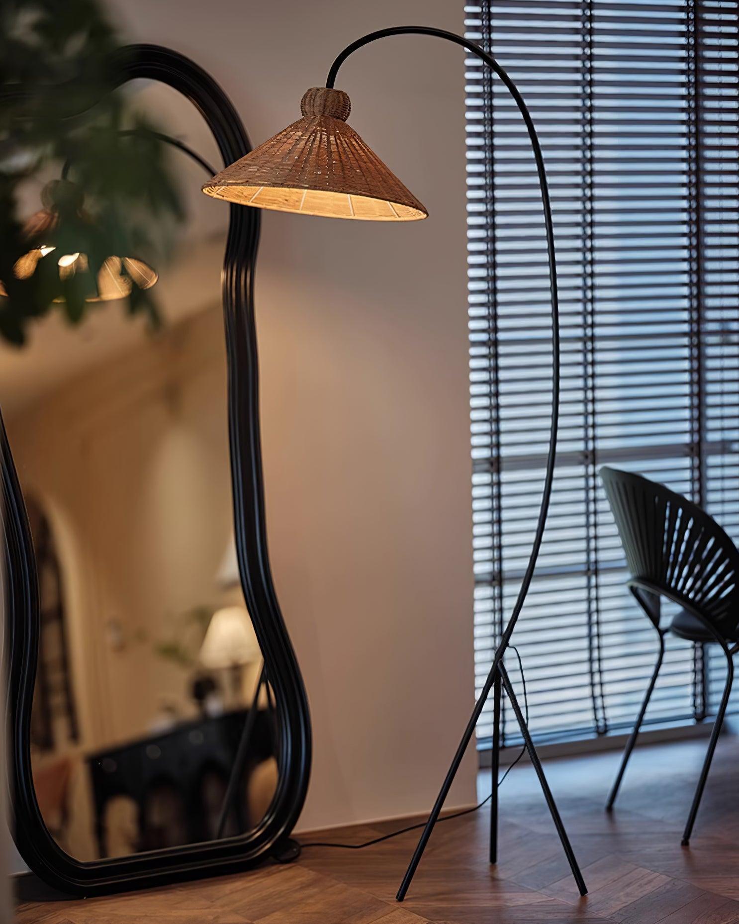 Sombrero Rattan Arc Floor Lamp - Blowlighting
