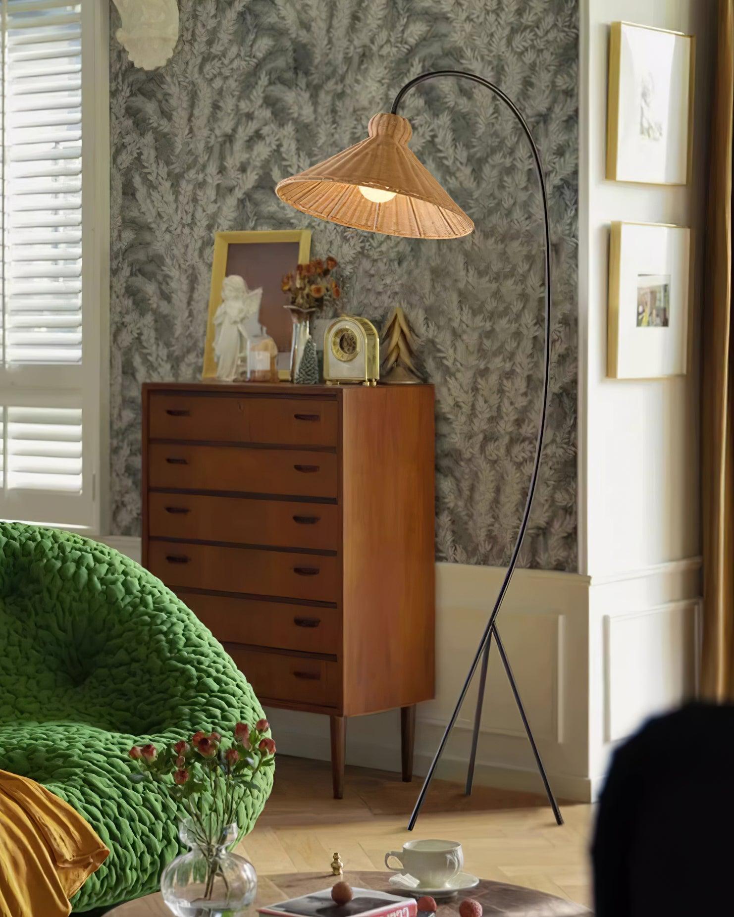 Sombrero Rattan Arc Floor Lamp - Blowlighting