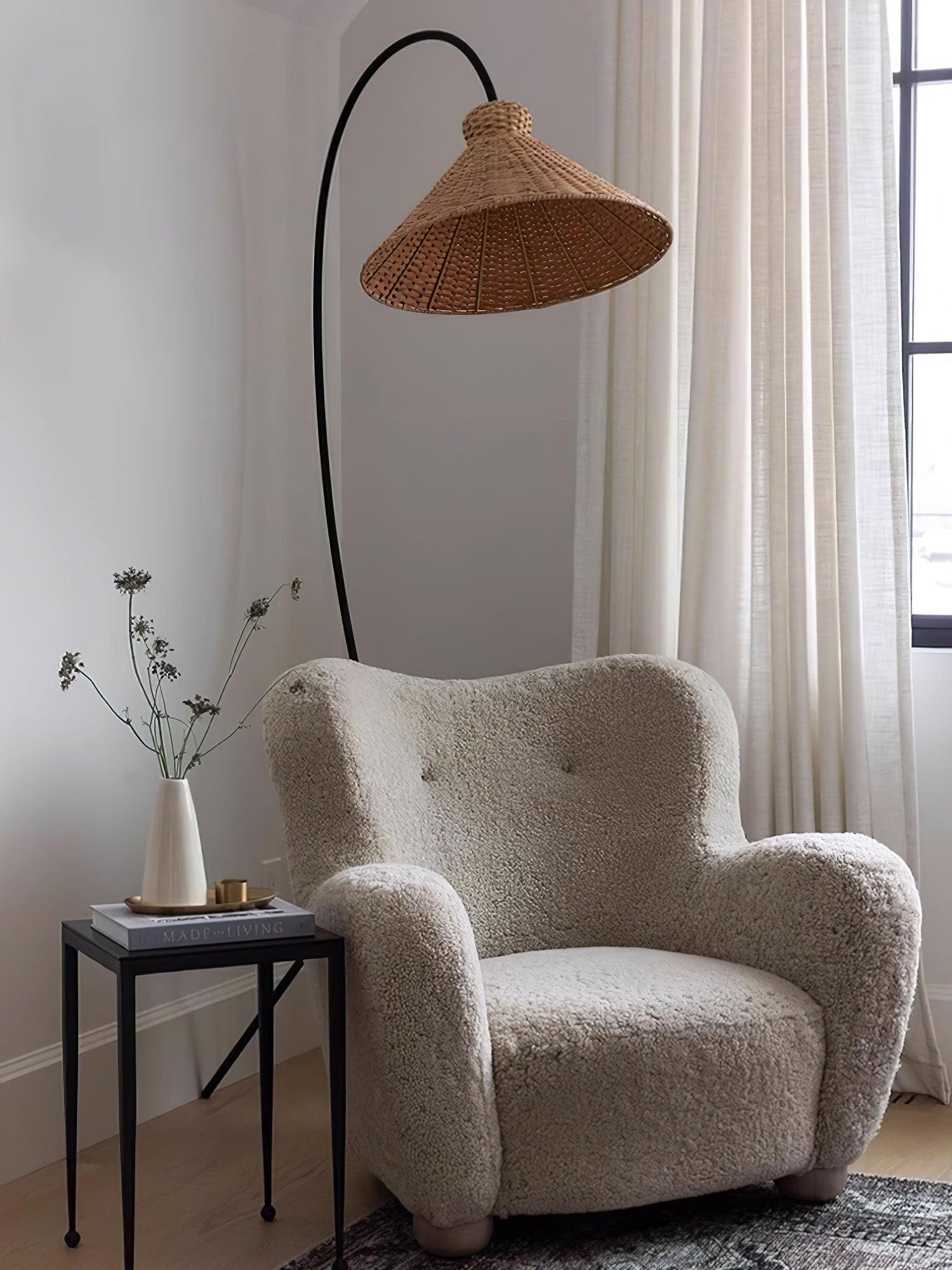 Sombrero Rattan Arc Floor Lamp - Blowlighting