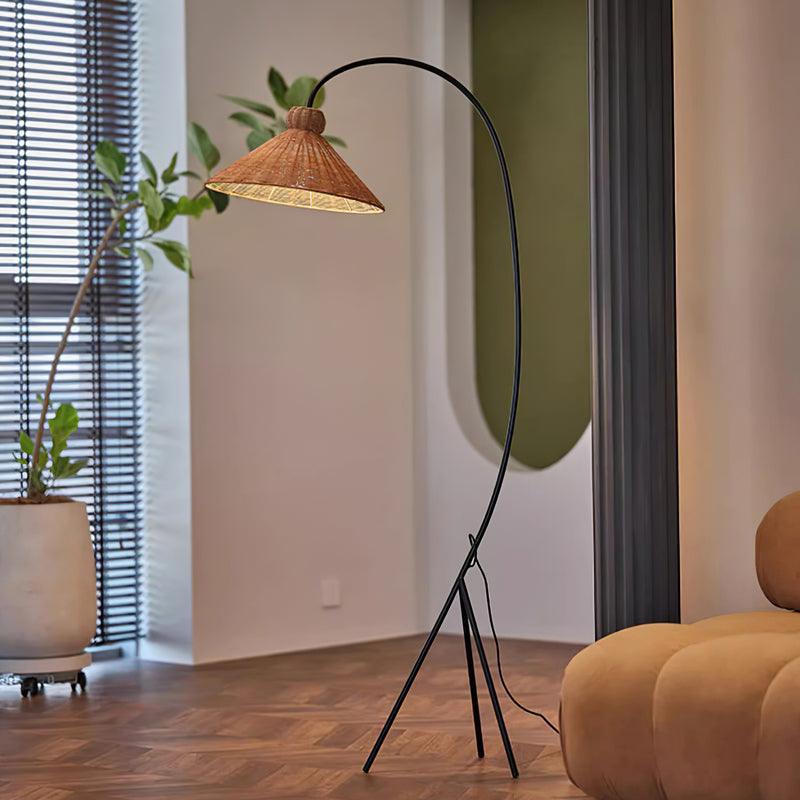 Sombrero Rattan Arc Floor Lamp - Blowlighting