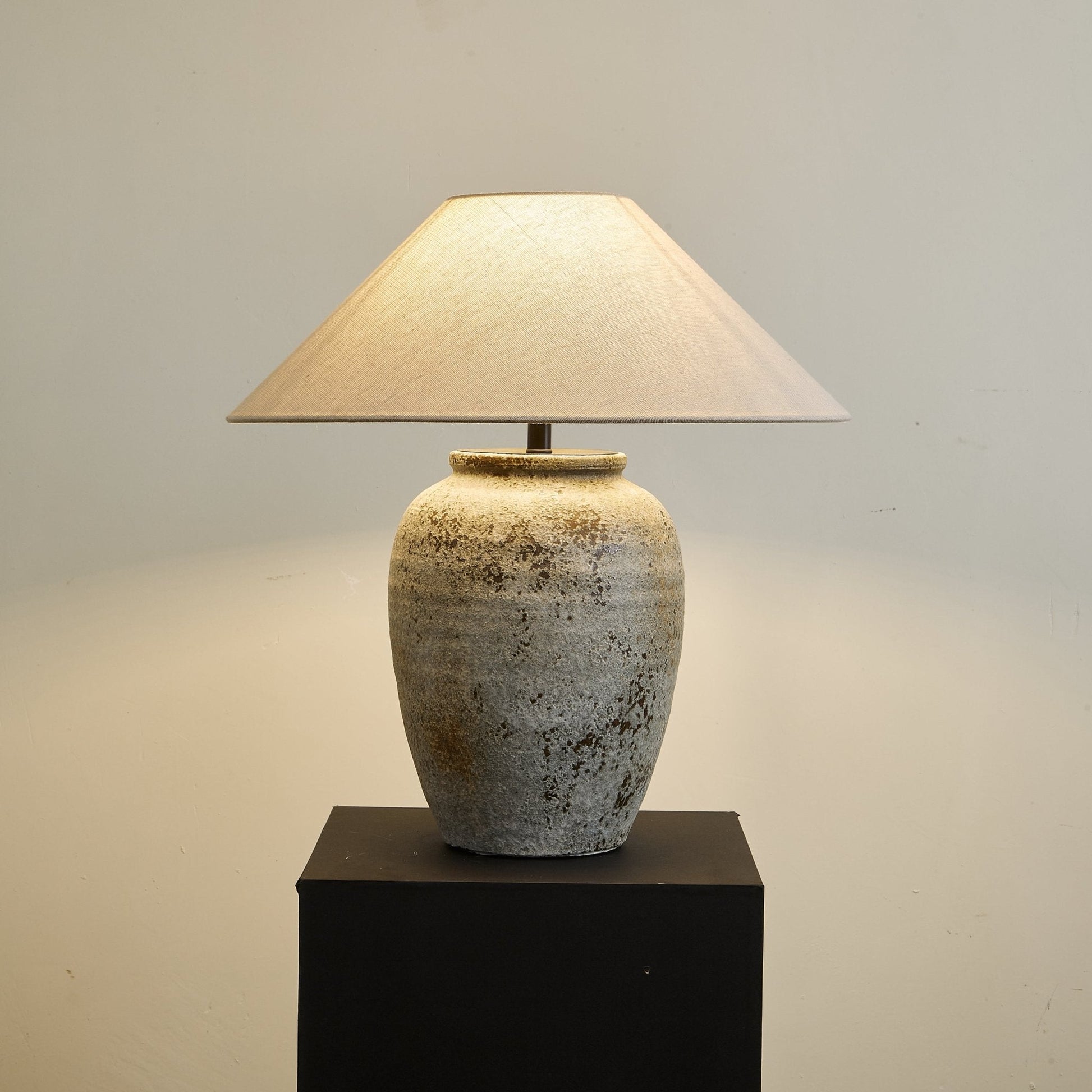 Tavira Aged Stone Table Lamp - Blowlighting