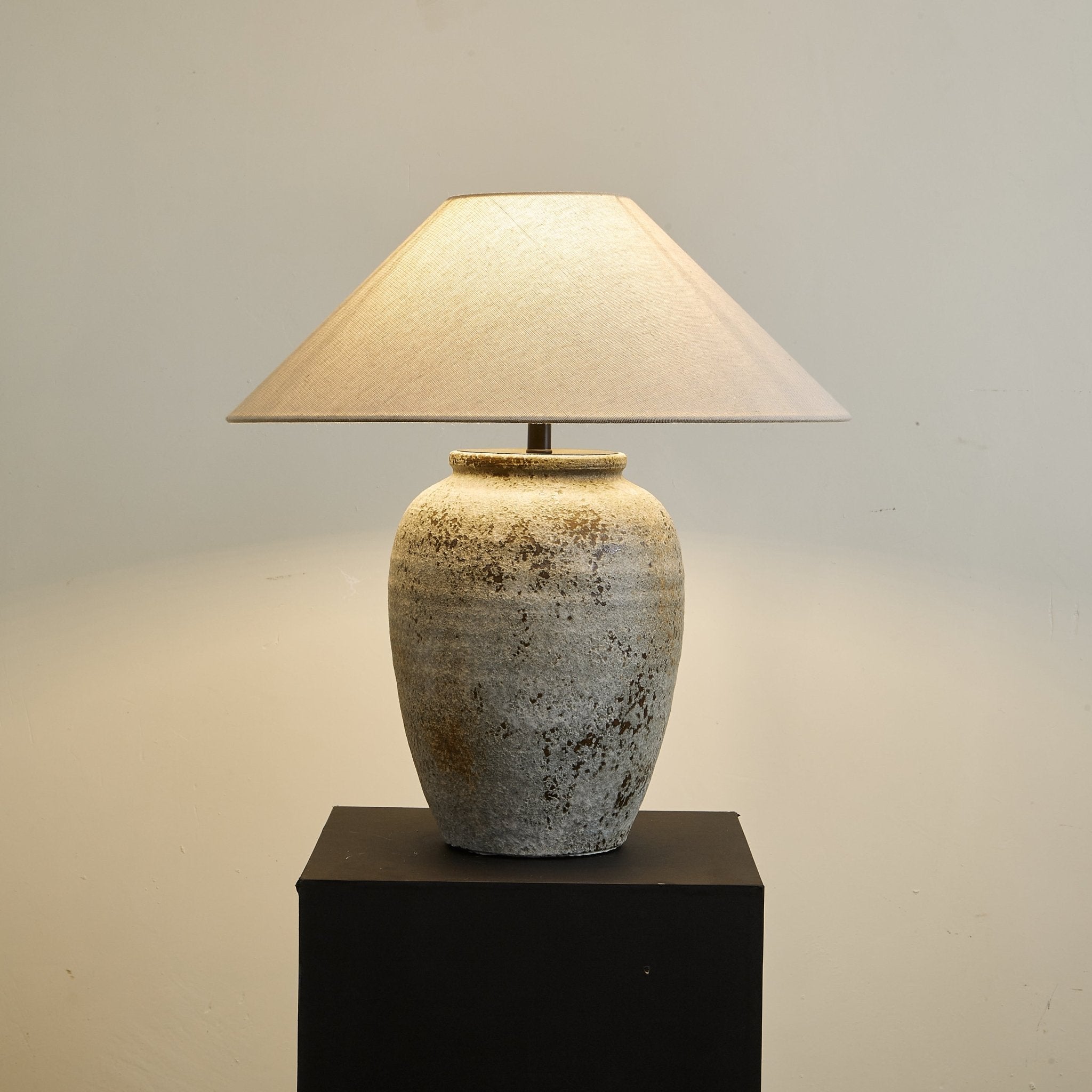 Tavira Aged Stone Table Lamp - Blowlighting