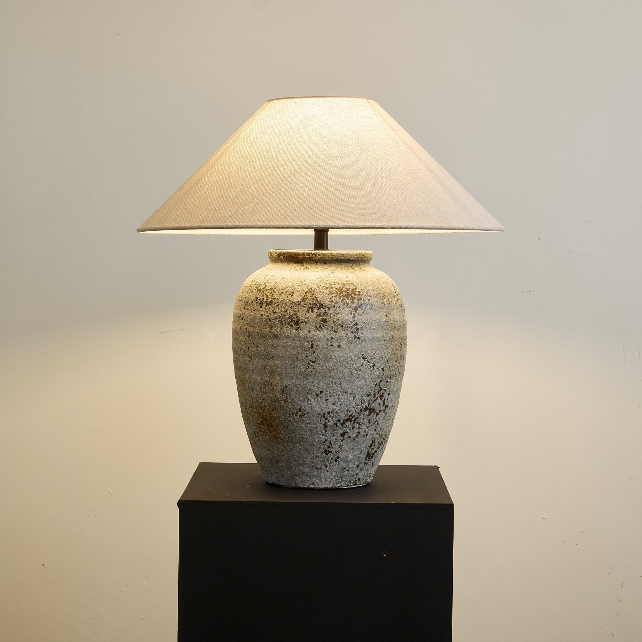 Tavira Aged Stone Table Lamp - Blowlighting