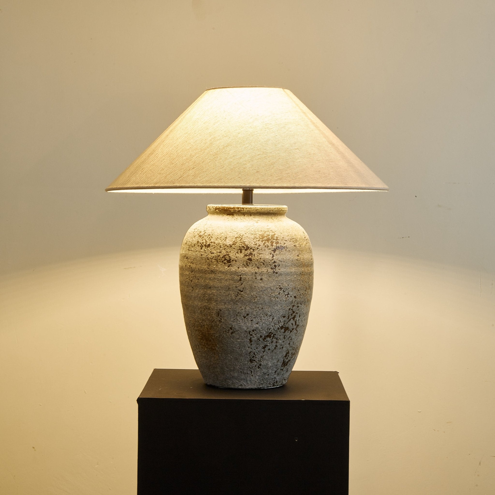 Tavira Aged Stone Table Lamp - Blowlighting
