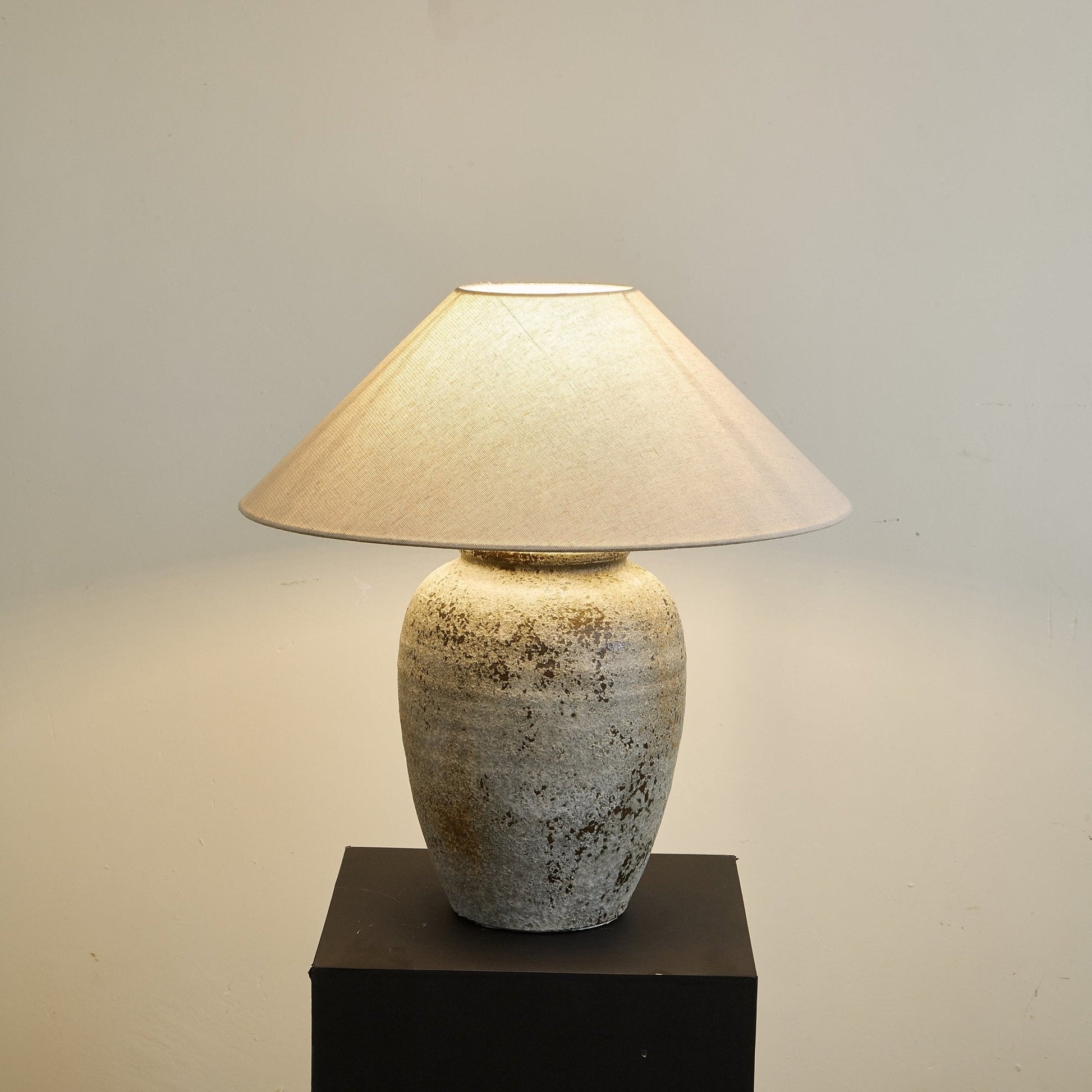 Tavira Aged Stone Table Lamp - Blowlighting