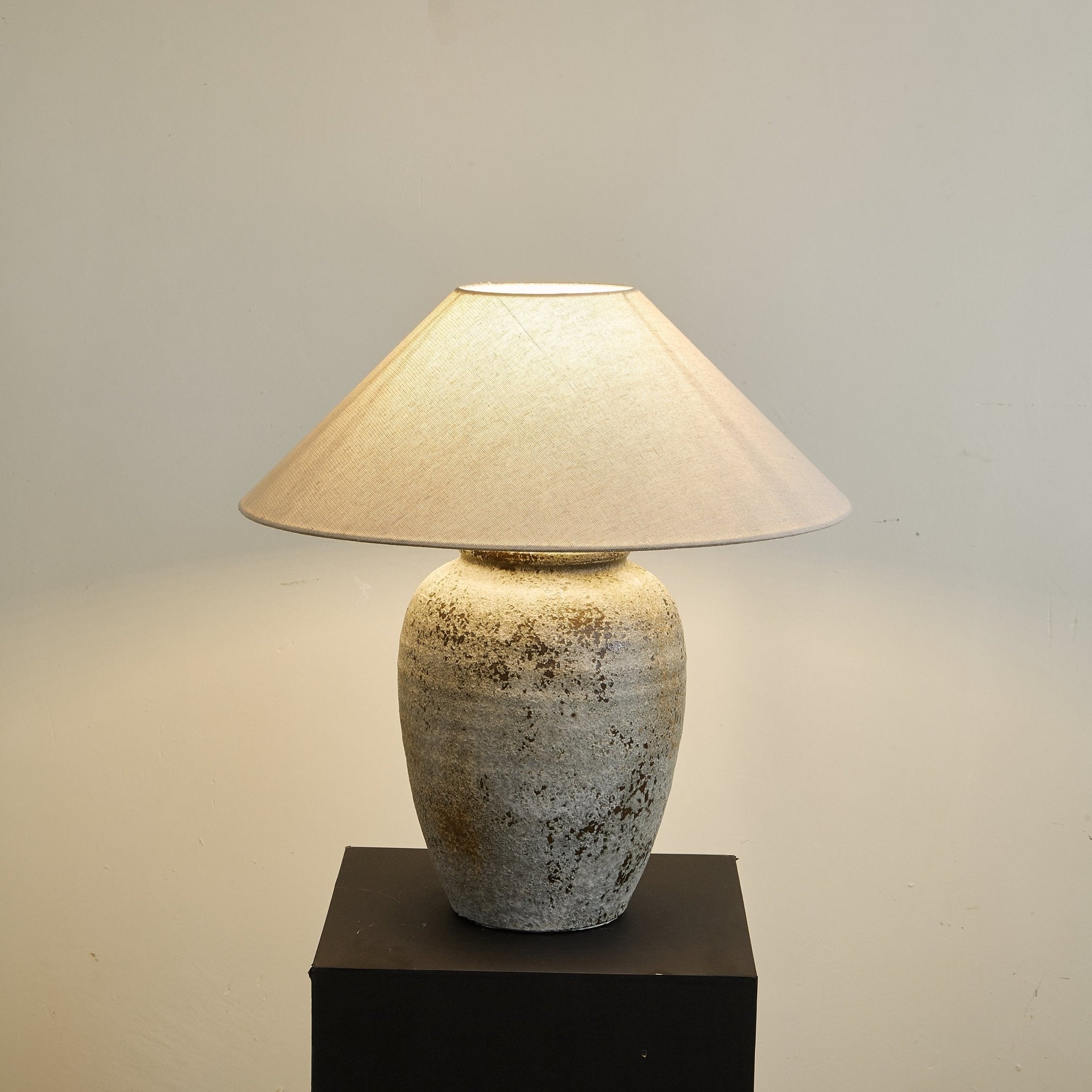 Tavira Aged Stone Table Lamp - Blowlighting