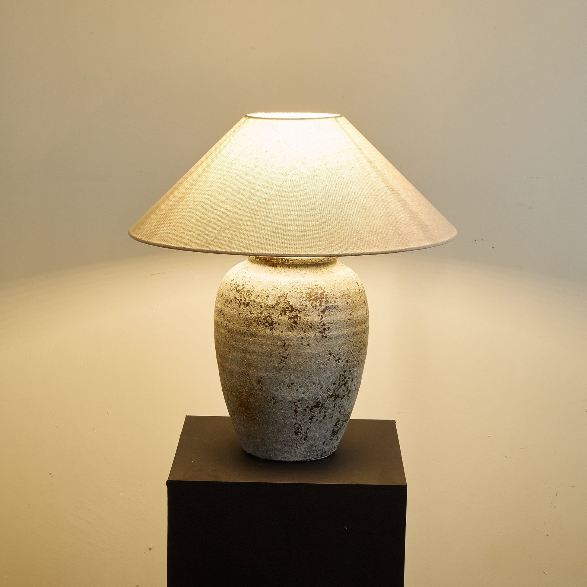 Tavira Aged Stone Table Lamp - Blowlighting