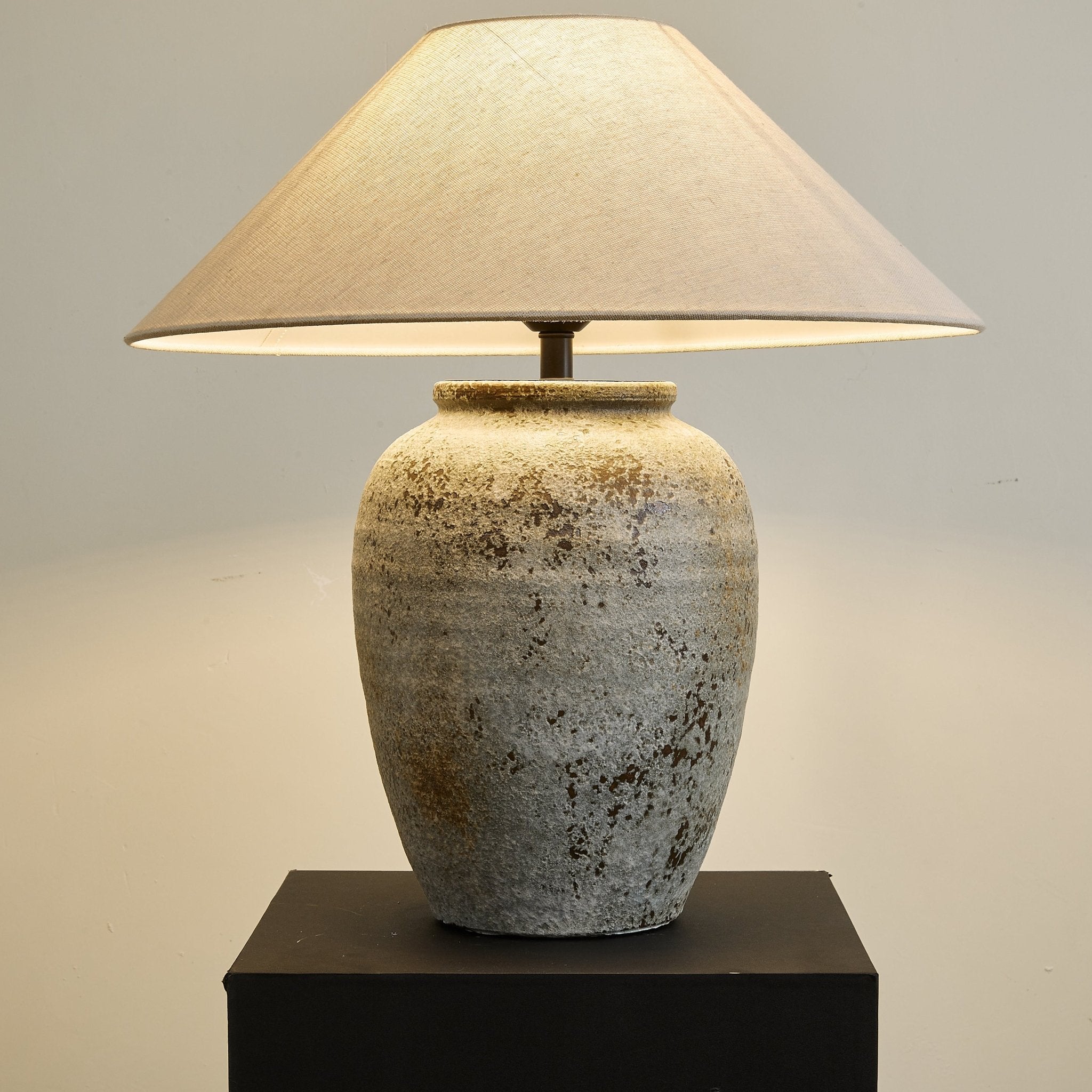 Tavira Aged Stone Table Lamp - Blowlighting