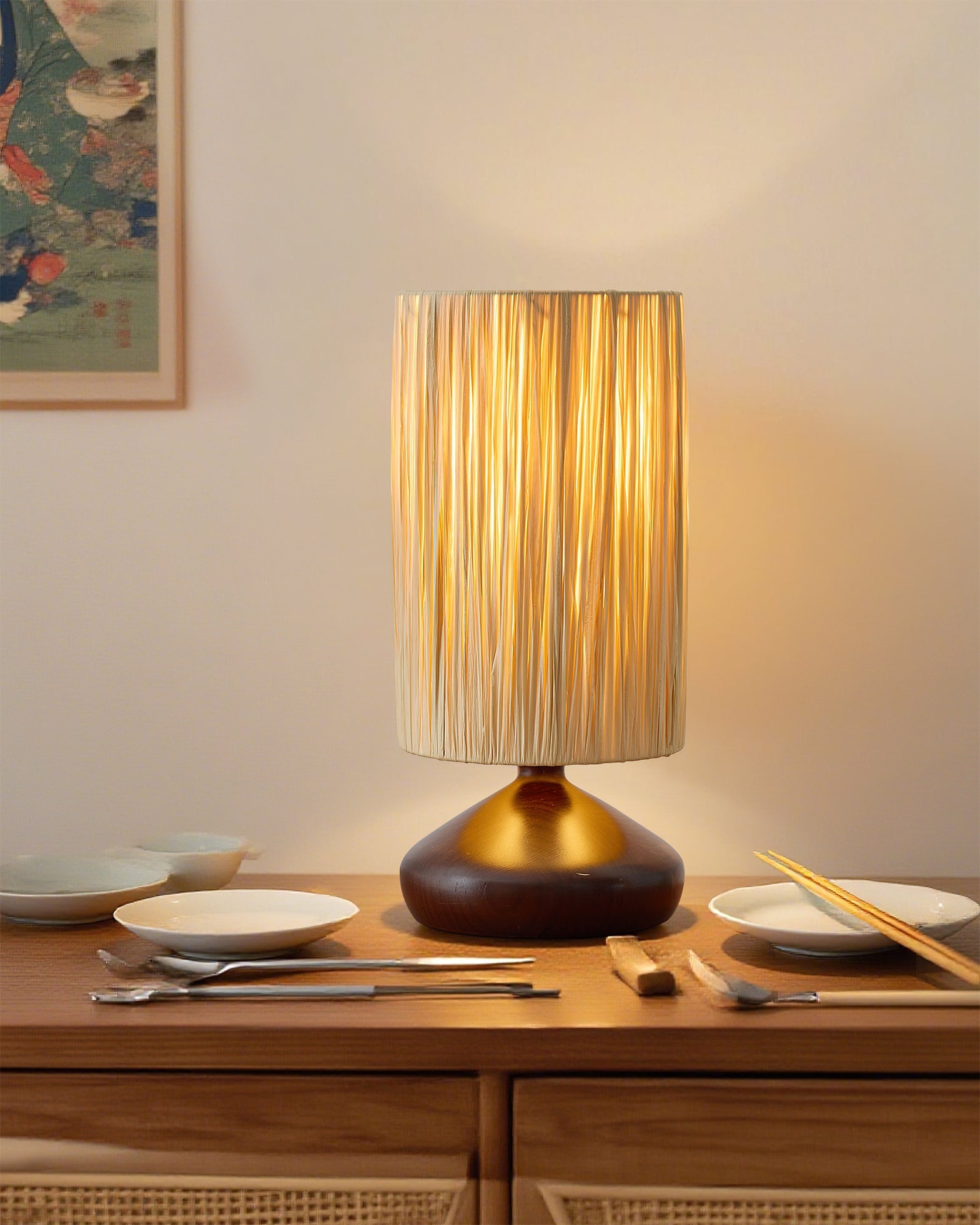 Telbix Organic Raffia Table Light