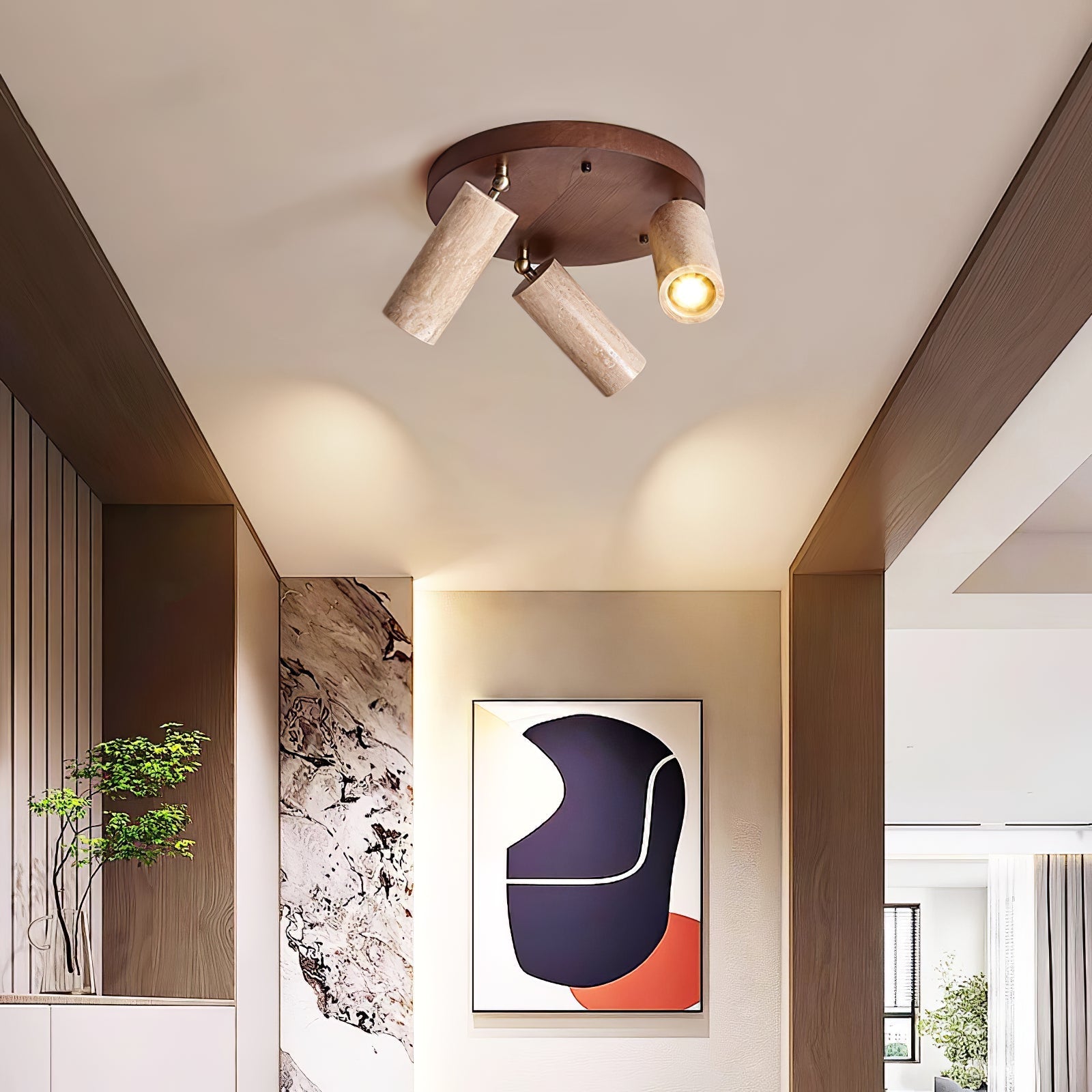 Zevenion Multi-Arm Travertine Ceiling Light - Blowlighting