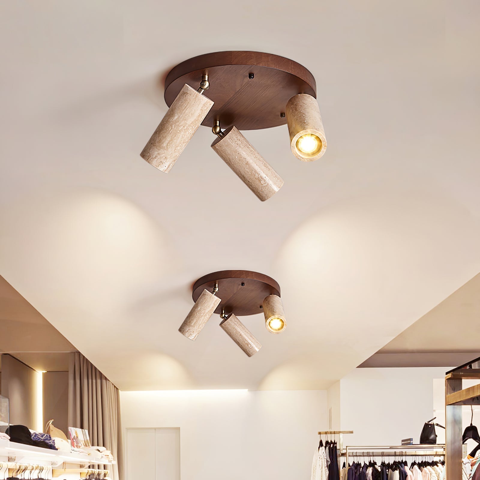 Zevenion Multi-Arm Travertine Ceiling Light - Blowlighting