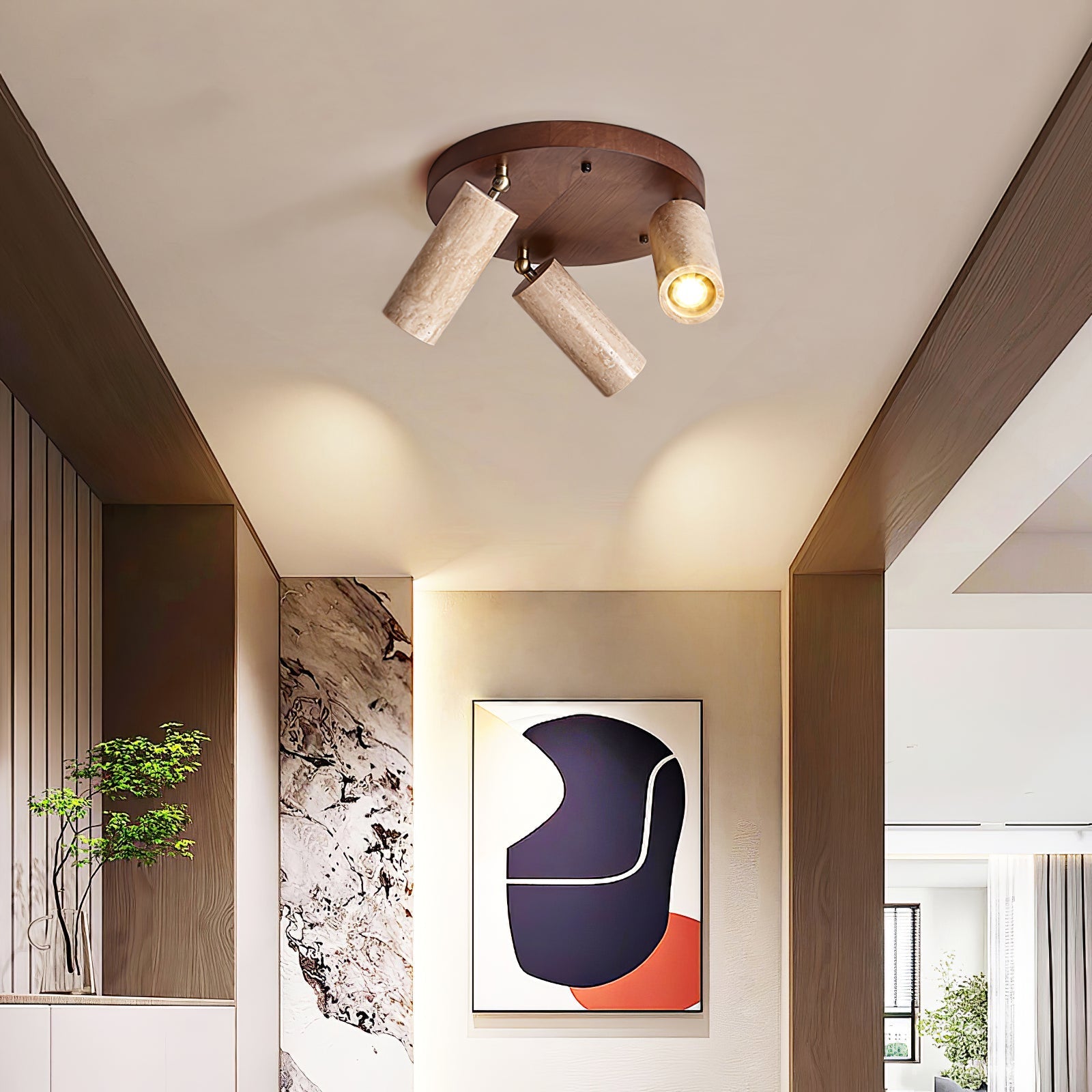 Zevenion Multi-Arm Travertine Ceiling Light - Blowlighting