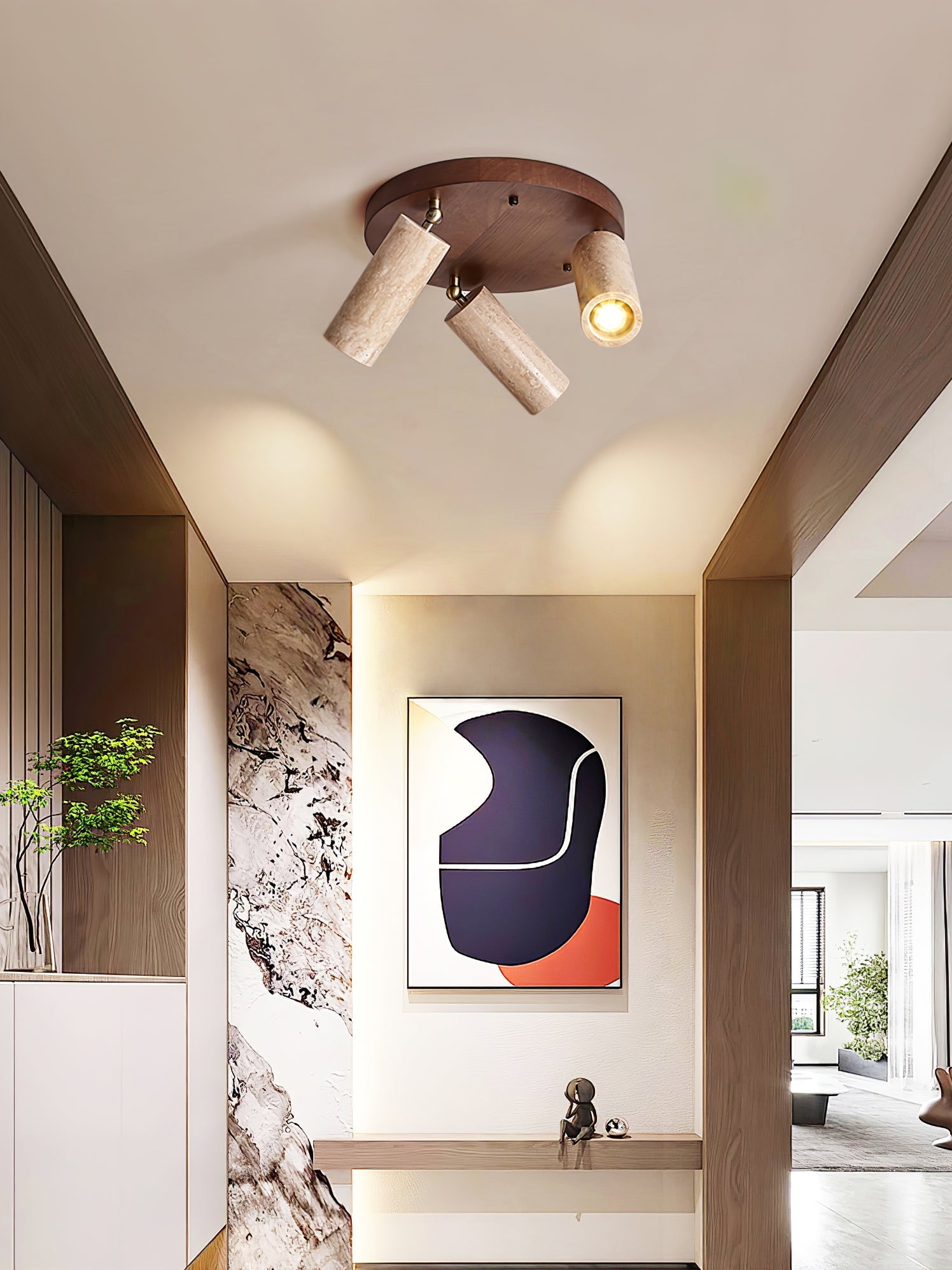 Zevenion Multi-Arm Travertine Ceiling Light - Blowlighting