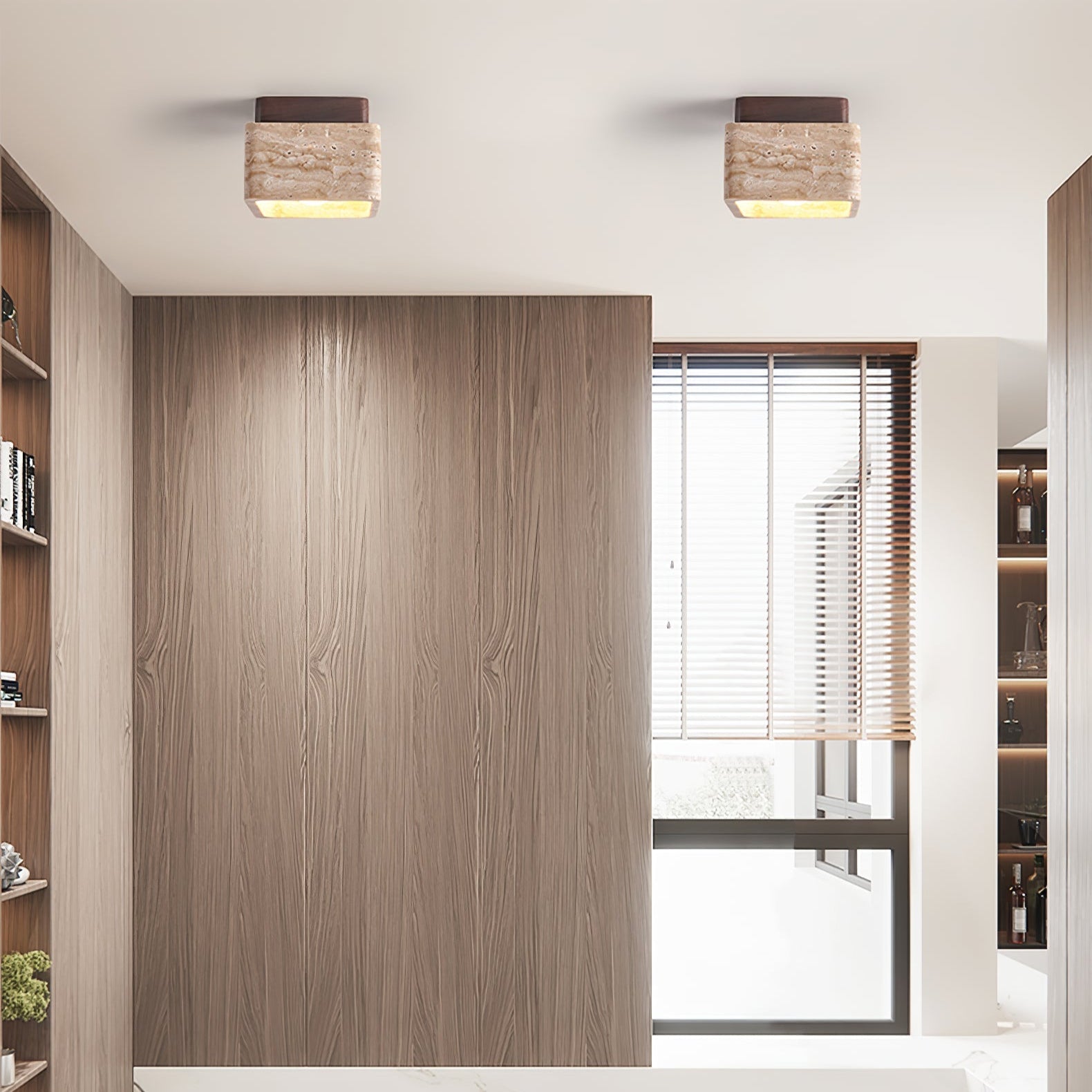 Alaearis Textured Travertine Ceiling Light - Blowlighting