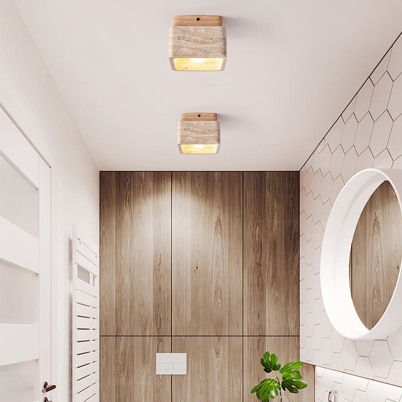 Alaearis Textured Travertine Ceiling Light - Blowlighting