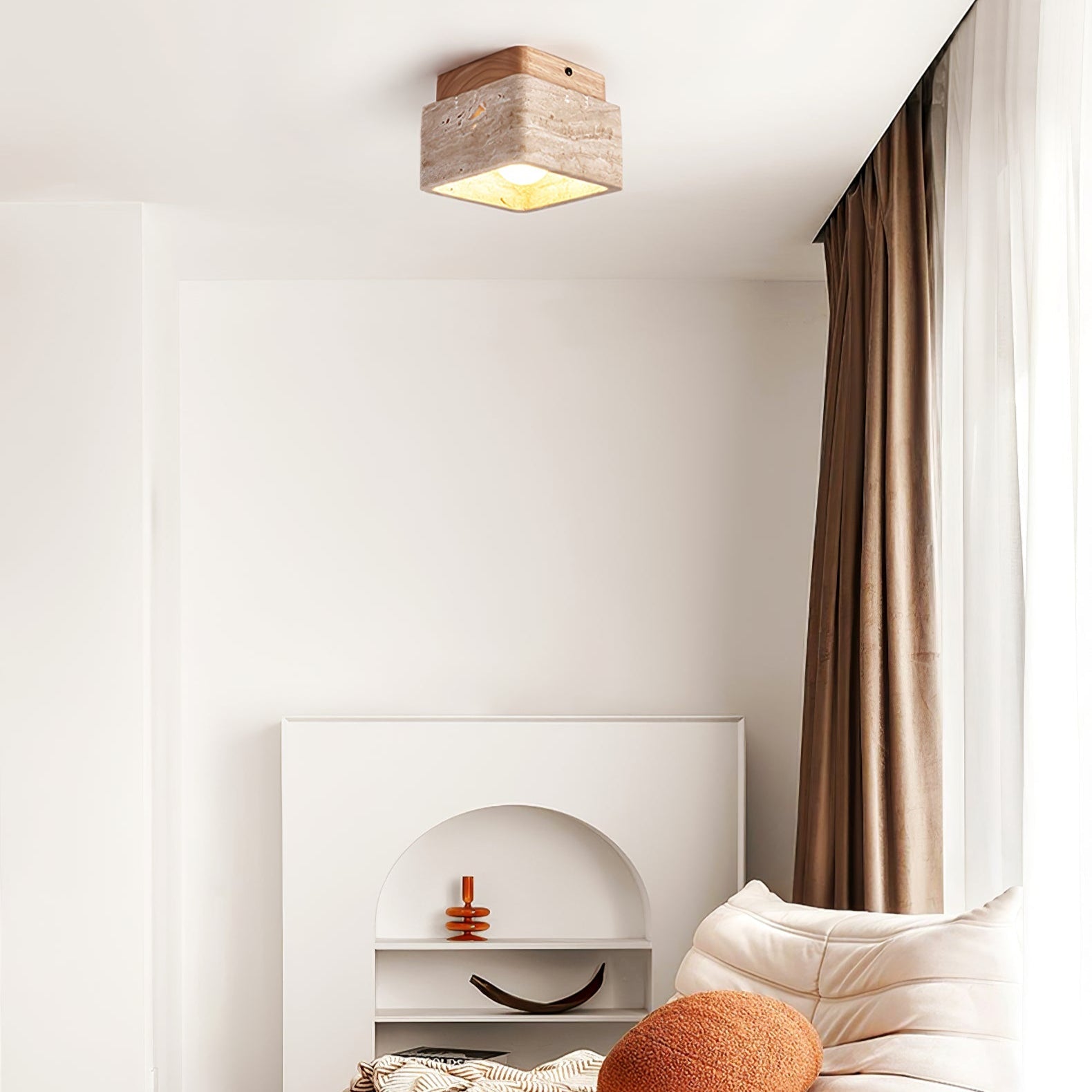 Alaearis Textured Travertine Ceiling Light - Blowlighting