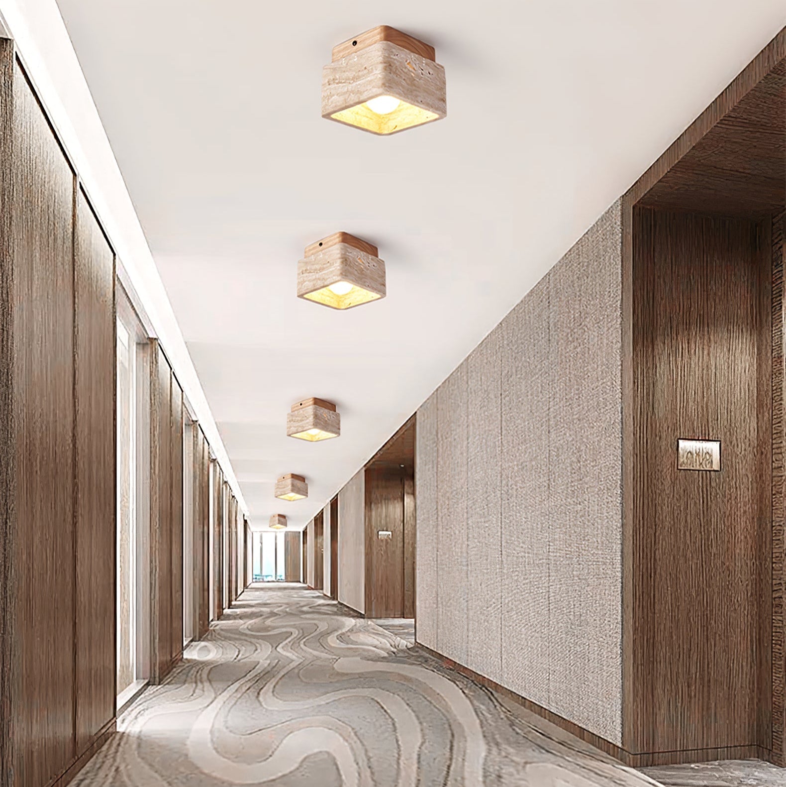 Alaearis Textured Travertine Ceiling Light - Blowlighting