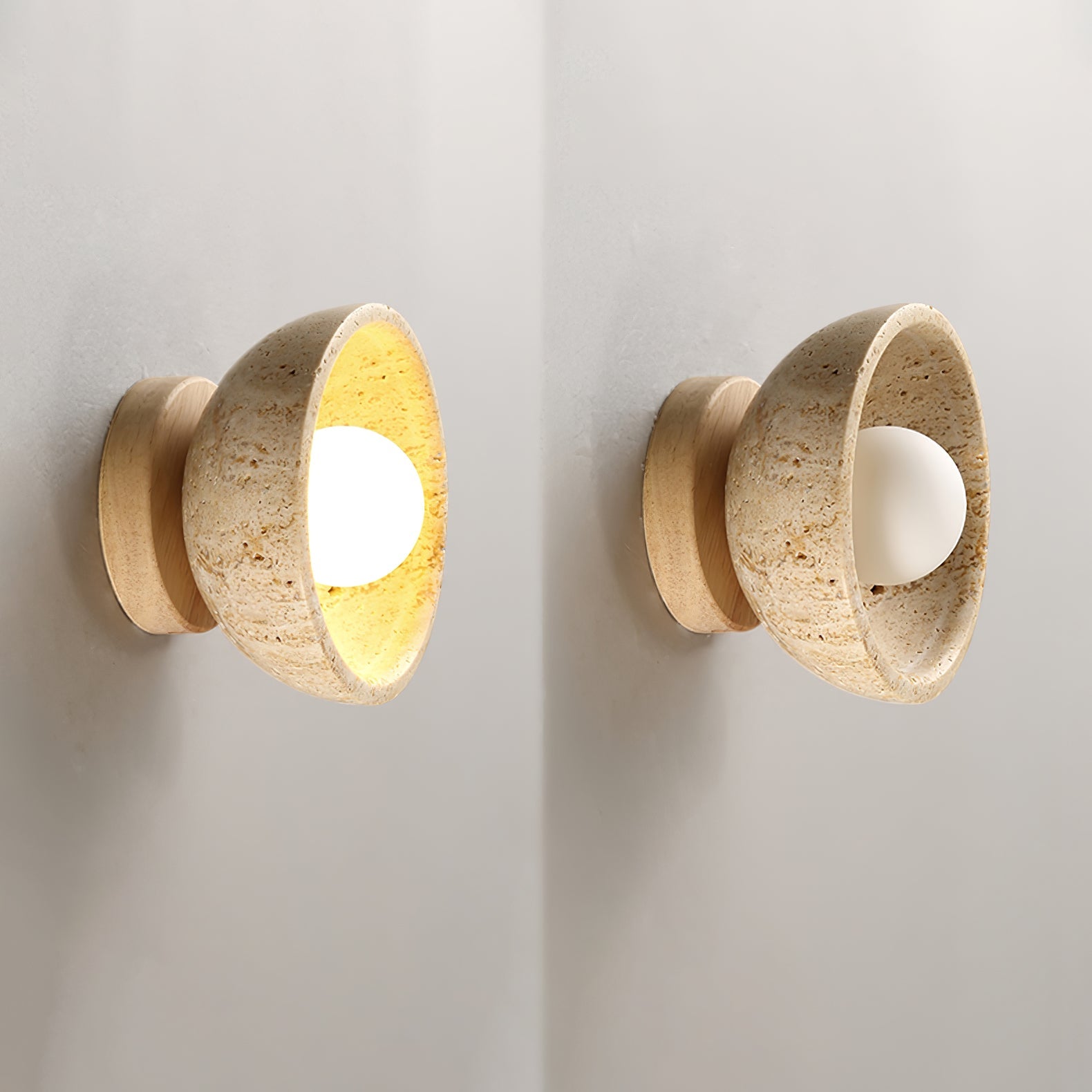 Vacaris Half-Dome Travertine Wall Light - Blowlighting