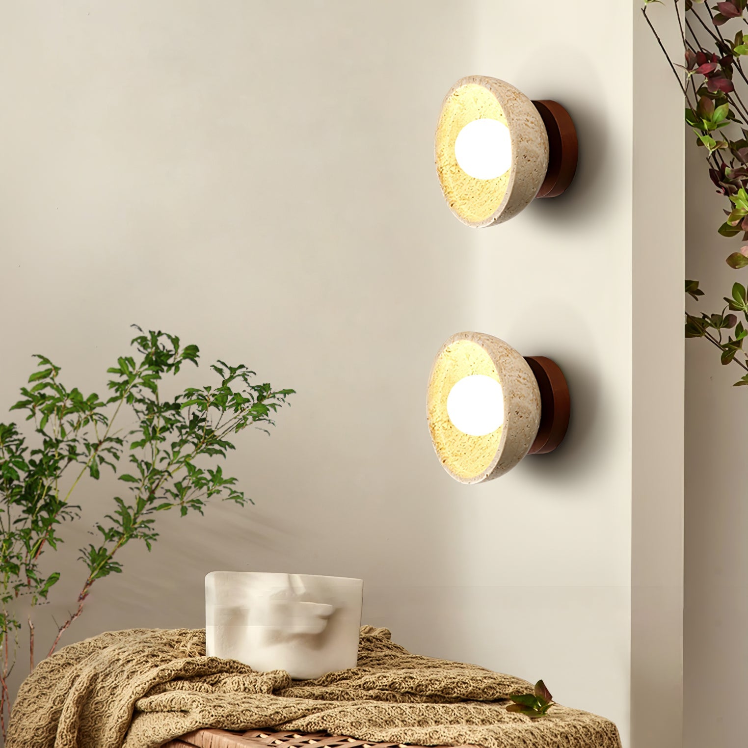 Vacaris Half-Dome Travertine Wall Light - Blowlighting