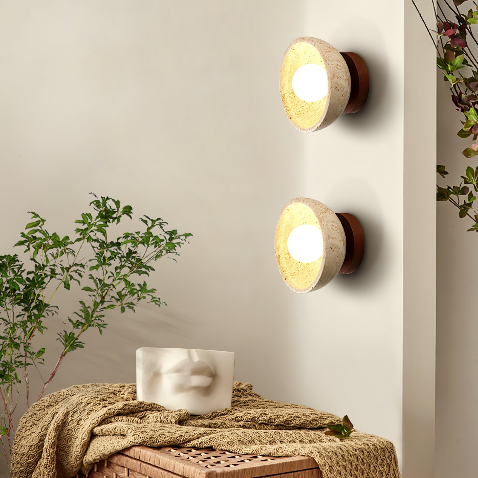 Vacaris Half-Dome Travertine Wall Light - Blowlighting