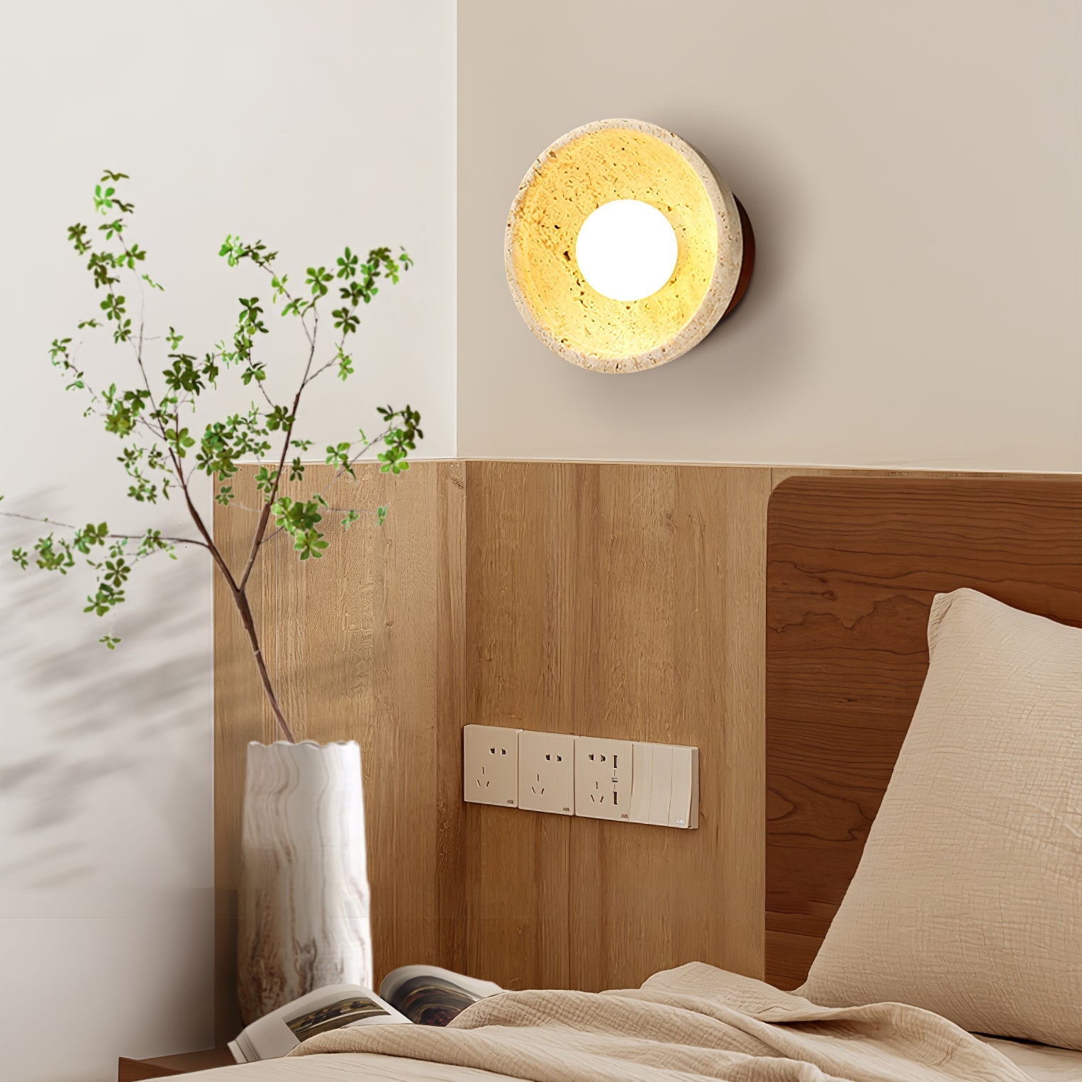 Vacaris Half-Dome Travertine Wall Light - Blowlighting