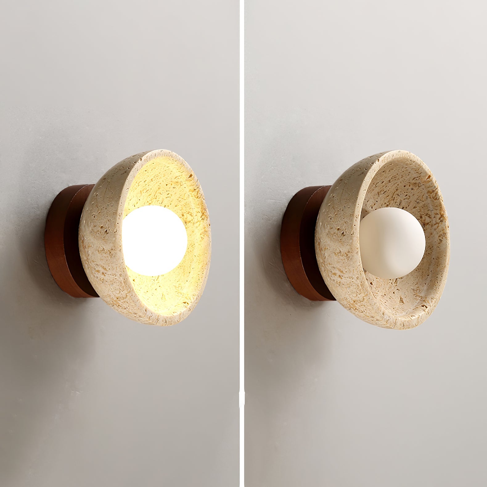 Vacaris Half-Dome Travertine Wall Light - Blowlighting