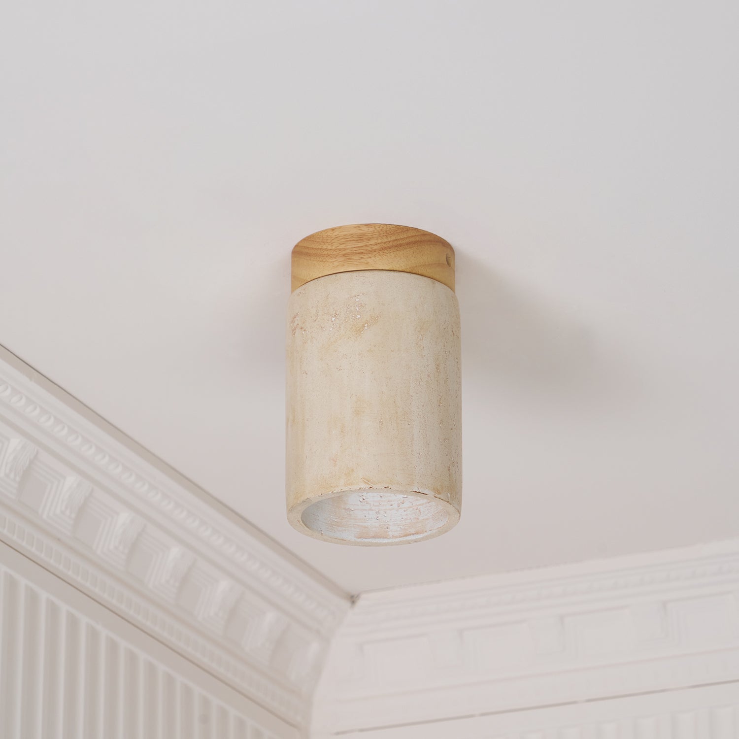 Aurnorira Cylinder Cap Travertine Ceiling Light - Blowlighting