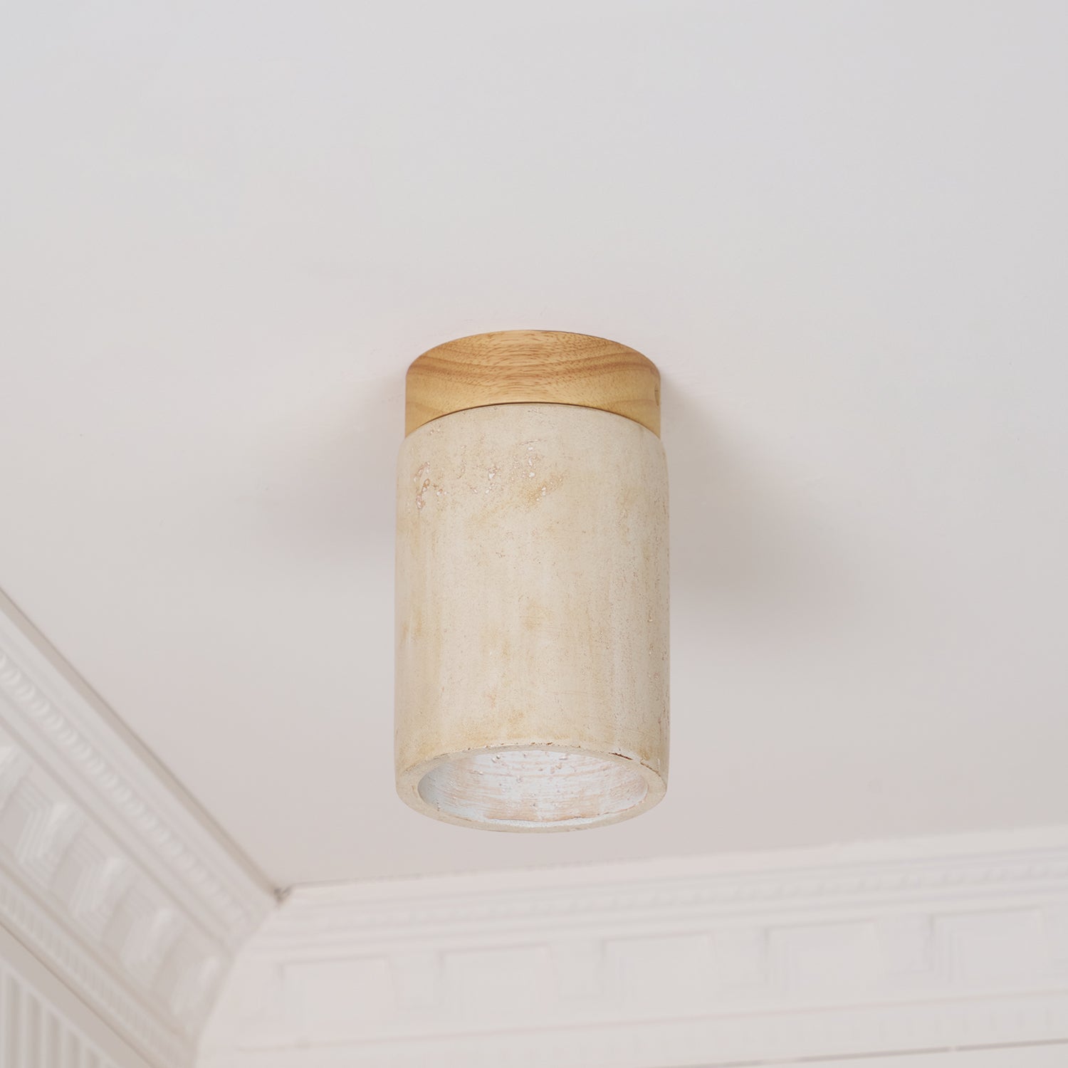 Aurnorira Cylinder Cap Travertine Ceiling Light - Blowlighting
