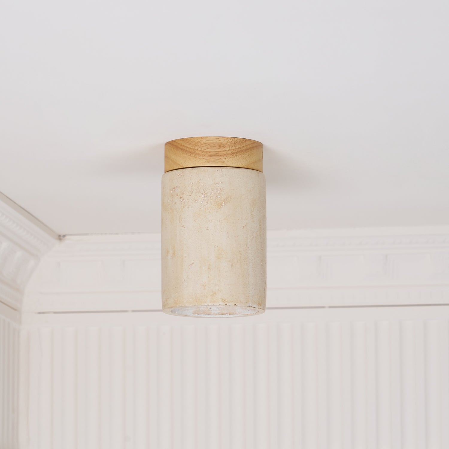 Aurnorira Cylinder Cap Travertine Ceiling Light - Blowlighting